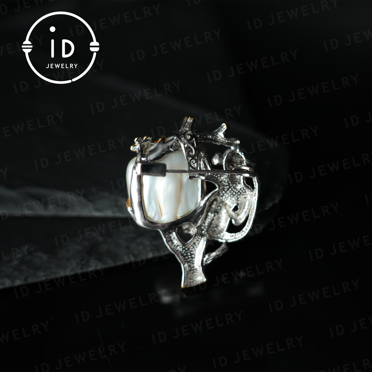 Affenbrosche Anhänger | Handgefertigter Barockperlenschmuck | Künstlerisches Tierdesign | Vergoldetes Silber