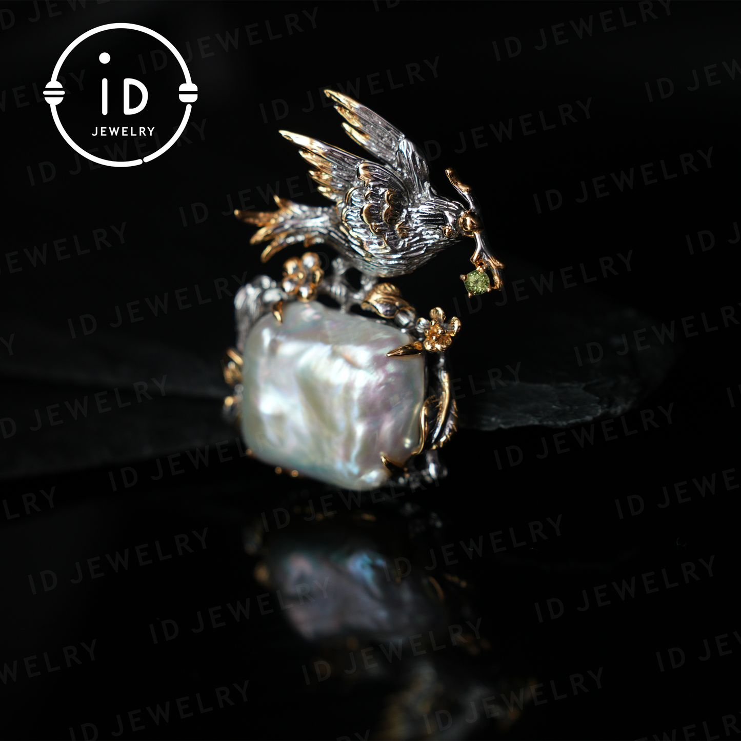 Barocker Perlenvogel-Anhänger | Handgefertigter Fantasy-Naturschmuck | Künstlerischer Statement-Anhänger | Geschenk für Frauen
