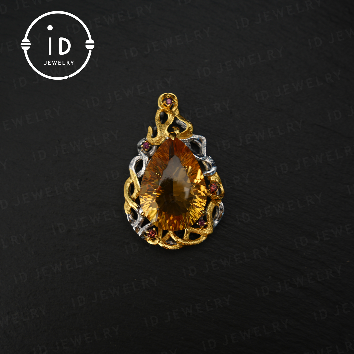 Eleganter gelber Citrin-Anhänger, königliches Kronen-Design, handgefertigter Schmuck, luxuriöses Statement-Stück, perfektes Geschenk für besondere Anlässe