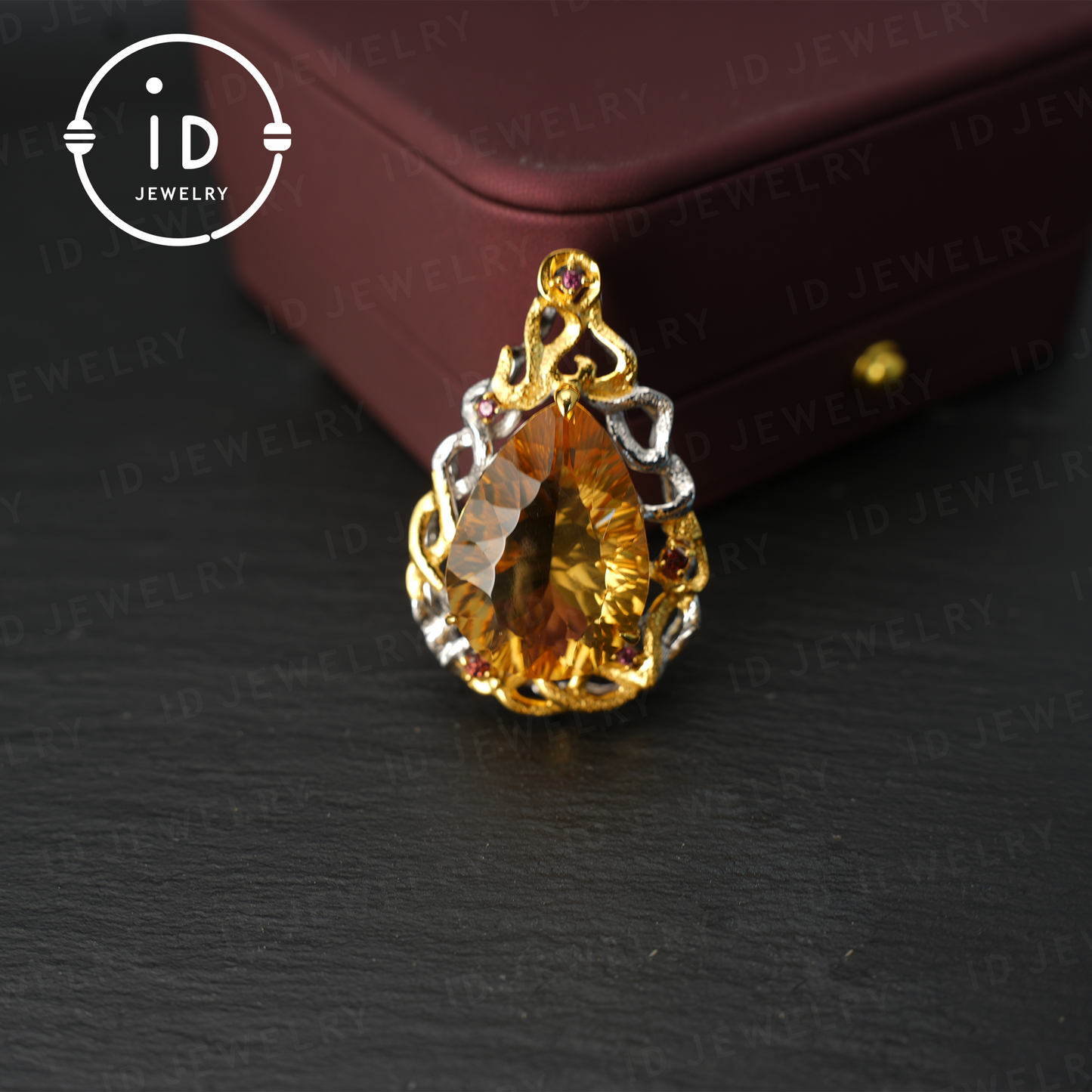 Eleganter gelber Citrin-Anhänger, königliches Kronen-Design, handgefertigter Schmuck, luxuriöses Statement-Stück, perfektes Geschenk für besondere Anlässe