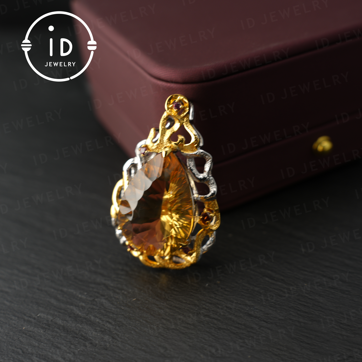 Eleganter gelber Citrin-Anhänger, königliches Kronen-Design, handgefertigter Schmuck, luxuriöses Statement-Stück, perfektes Geschenk für besondere Anlässe