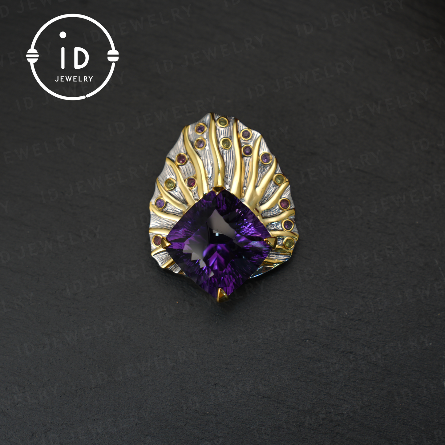 Natürlicher Amethyst-Broschenanhänger mit doppeltem Verwendungszweck | Vintage-Stil | Luxuriöser Amethystschmuck | Geschenk für Frauen