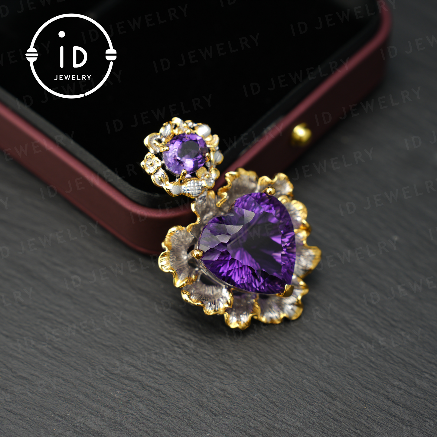 Natürlicher Amethyst Anhänger, Vintage Stil, 18K vergoldet, Statement Schmuck, Edelstein Anhänger, Luxus Anhänger, Geschenk für Frauen