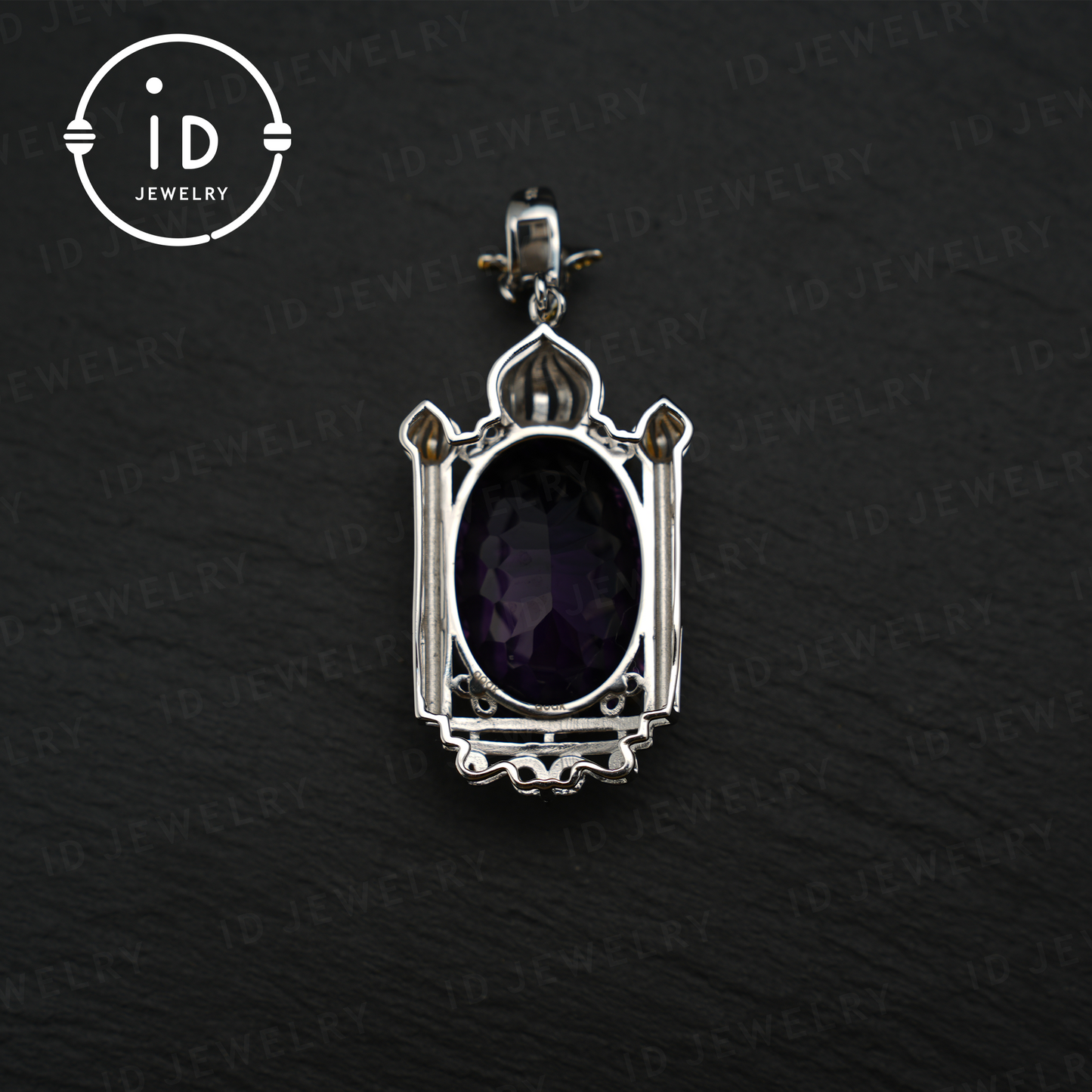 Luxuriöser Amethyst Anhänger, Barock Stil, handgefertigter Schmuck, vergoldeter Edelstein Anhänger, Geschenk für Frauen