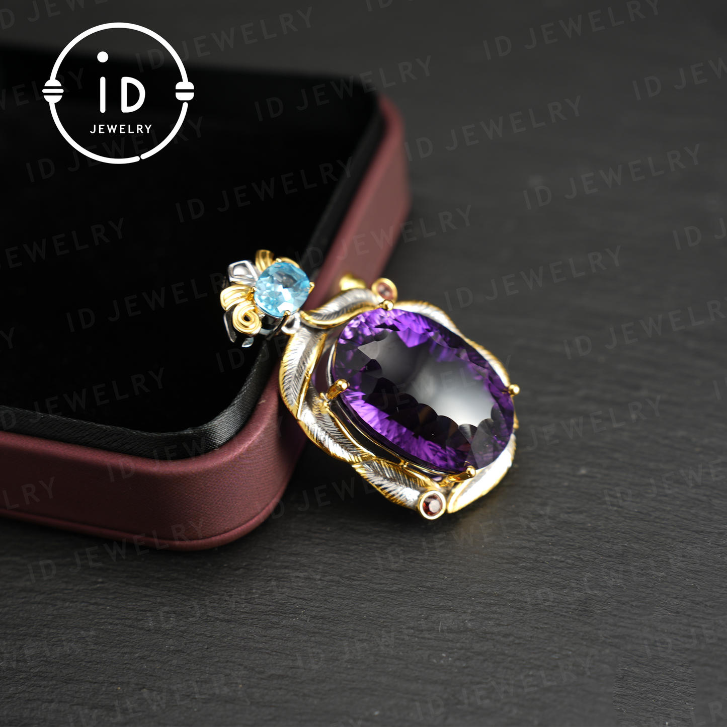 Amethyst Herz Anhänger, Luxus Edelstein Schmuck, Vintage Stil Amethyst Anhänger, K vergoldet, Statement Halskette, Geschenk für Frauen