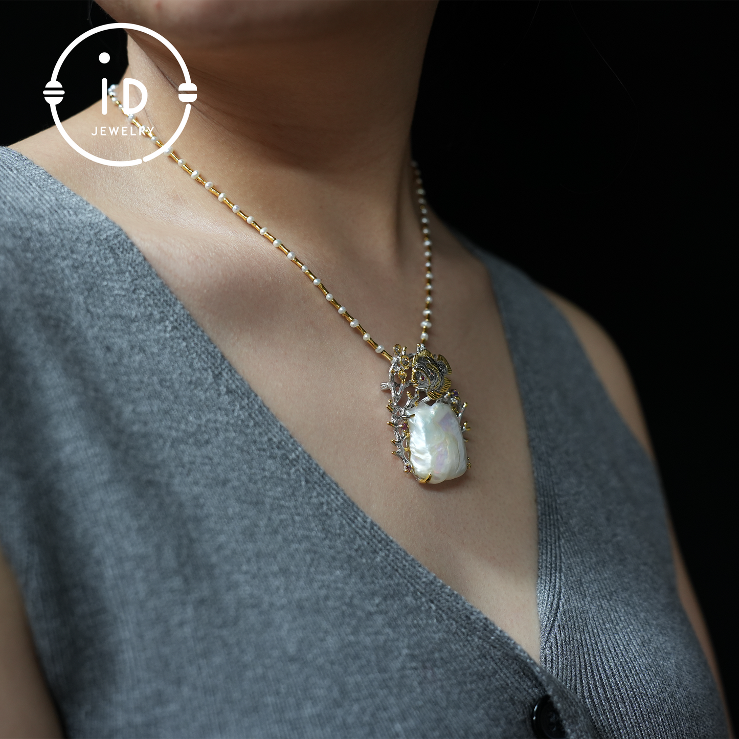 Barocke Perlen-Goldfisch-Brosche | Handgefertigter Kunstschmuck | Schmuck mit Meeresmotiven | Vintage-Design | Brosche & Anhänger-Kombination