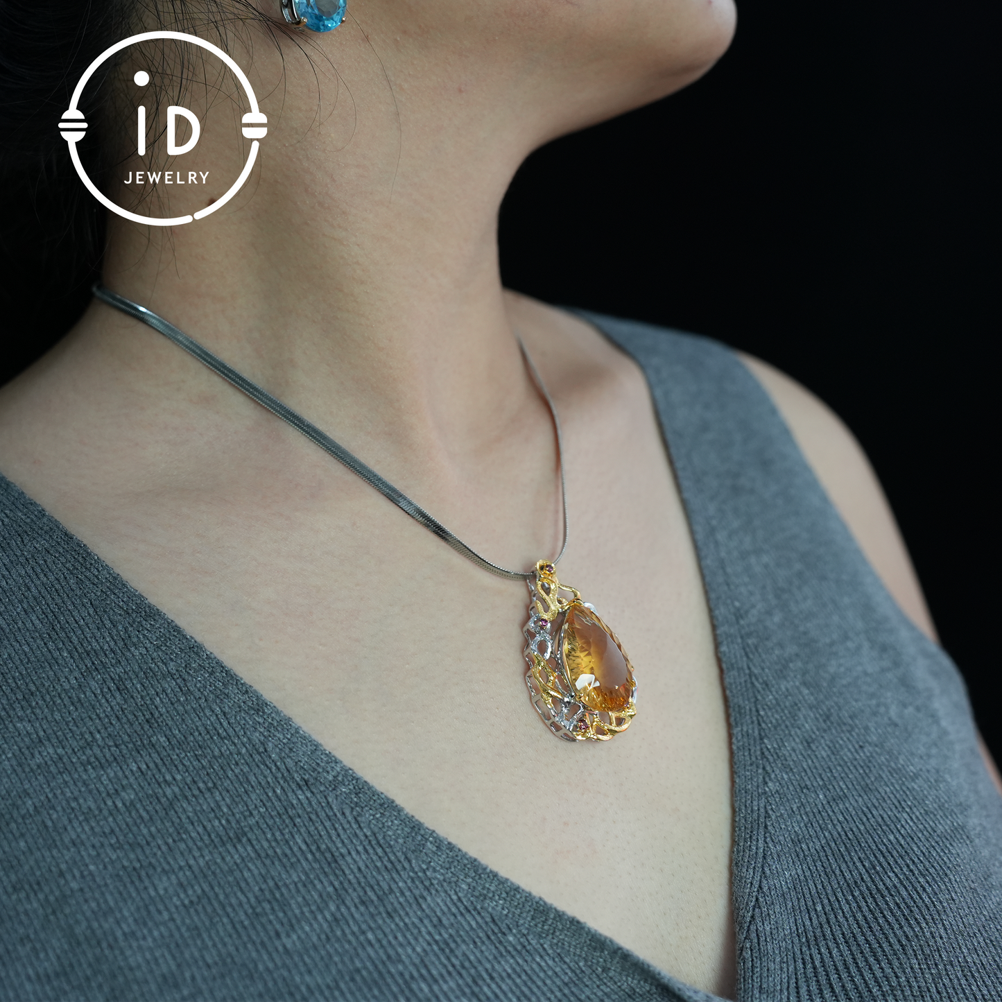 Eleganter gelber Citrin-Anhänger, königliches Kronen-Design, handgefertigter Schmuck, luxuriöses Statement-Stück, perfektes Geschenk für besondere Anlässe