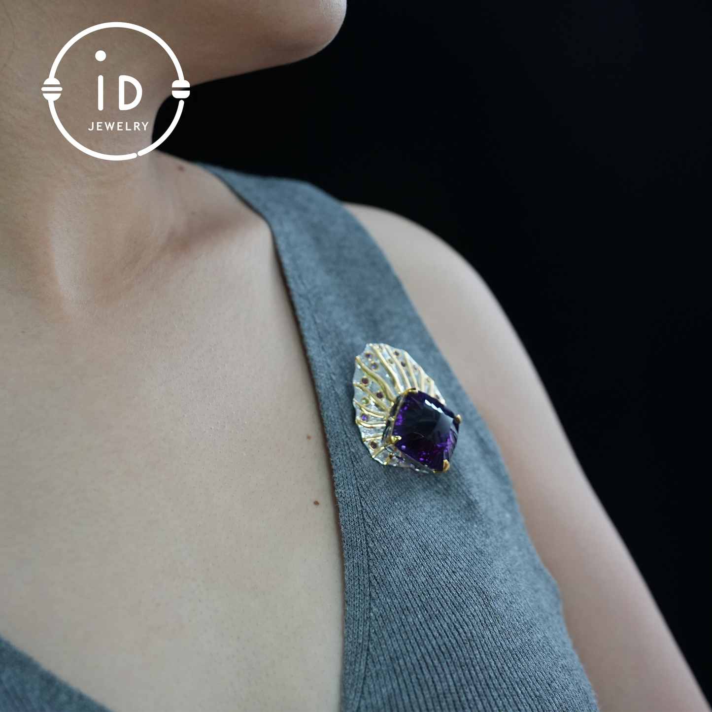 Natürlicher Amethyst-Broschenanhänger mit doppeltem Verwendungszweck | Vintage-Stil | Luxuriöser Amethystschmuck | Geschenk für Frauen