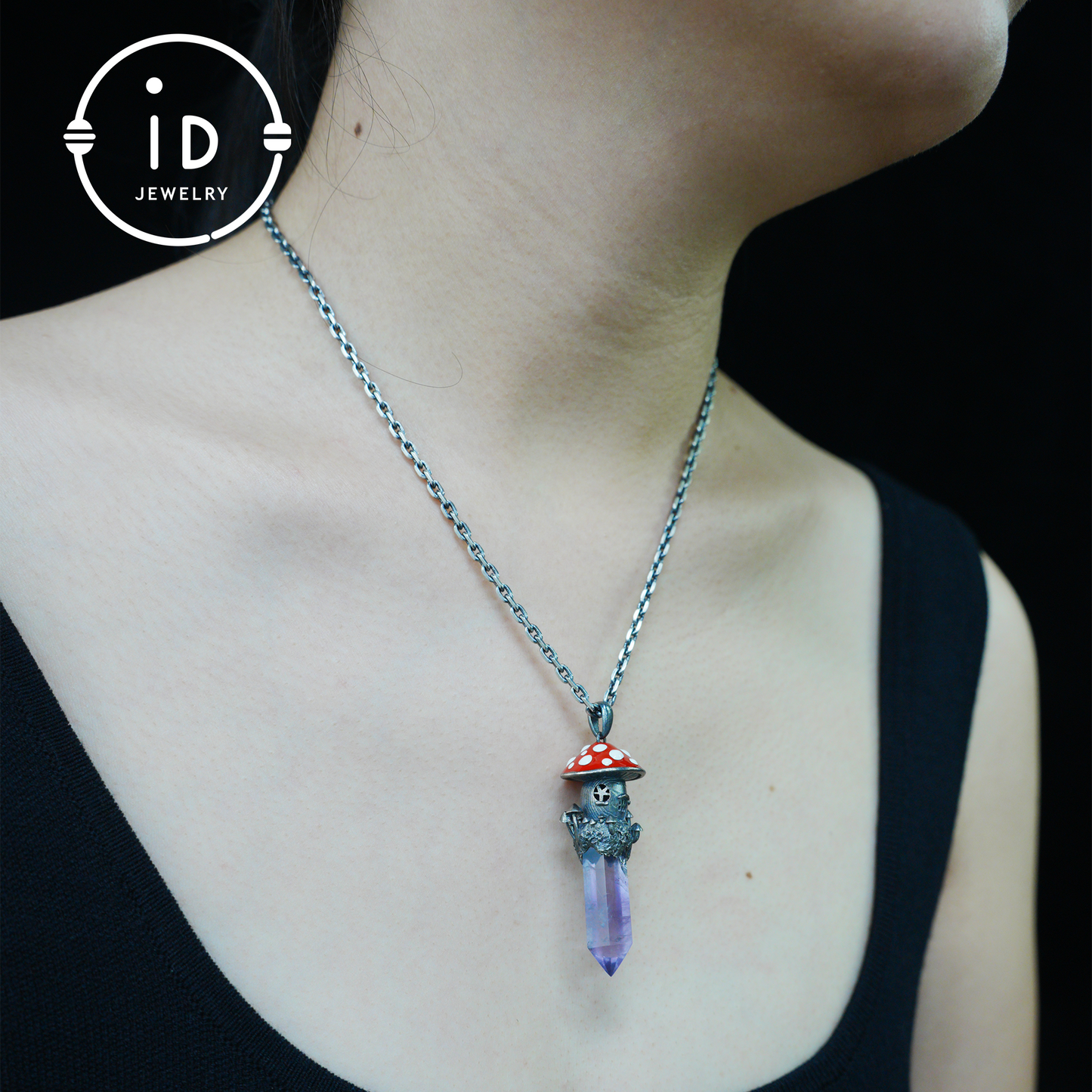 Fairy Tale Mushroom House Necklace Inspired by Childhood Dreams | Handmade Crystal Fairy Pendant Full of Memories & Imagination