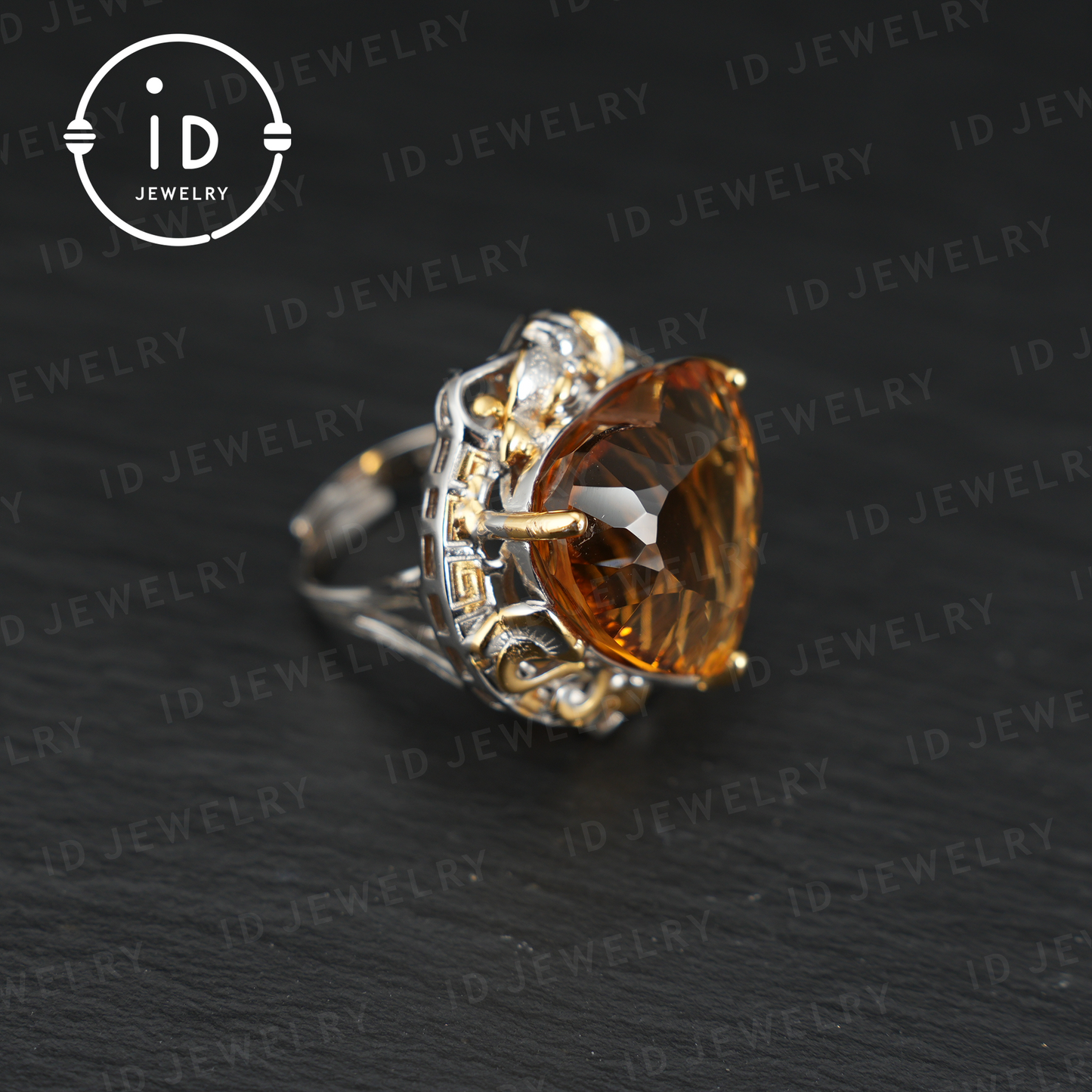 Herzförmiger gelber Citrinring | Vintage Statement Ring | Luxuriöser Edelsteinschmuck | Verlobungsring | Handgefertigtes Geschenk für Sie