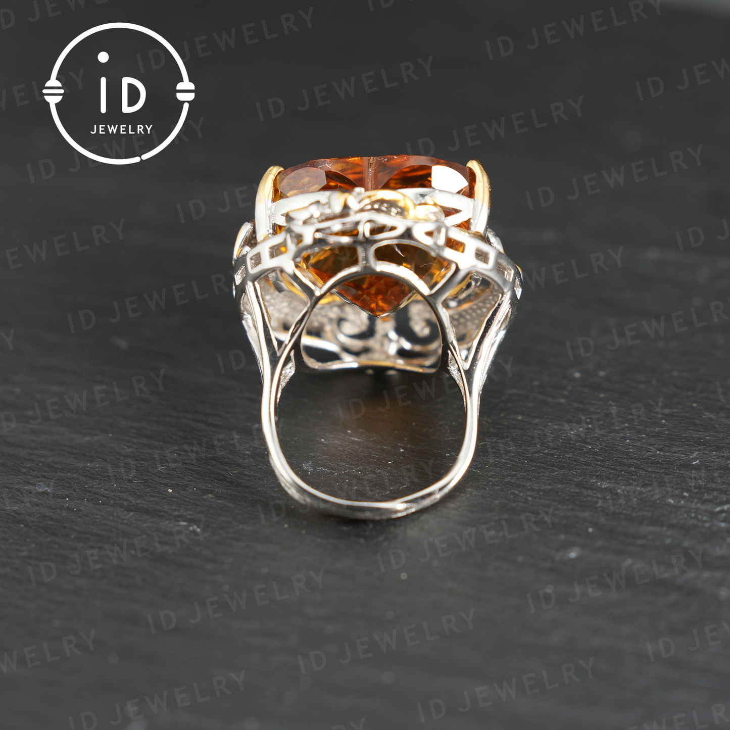 Herzförmiger gelber Citrinring | Vintage Statement Ring | Luxuriöser Edelsteinschmuck | Verlobungsring | Handgefertigtes Geschenk für Sie