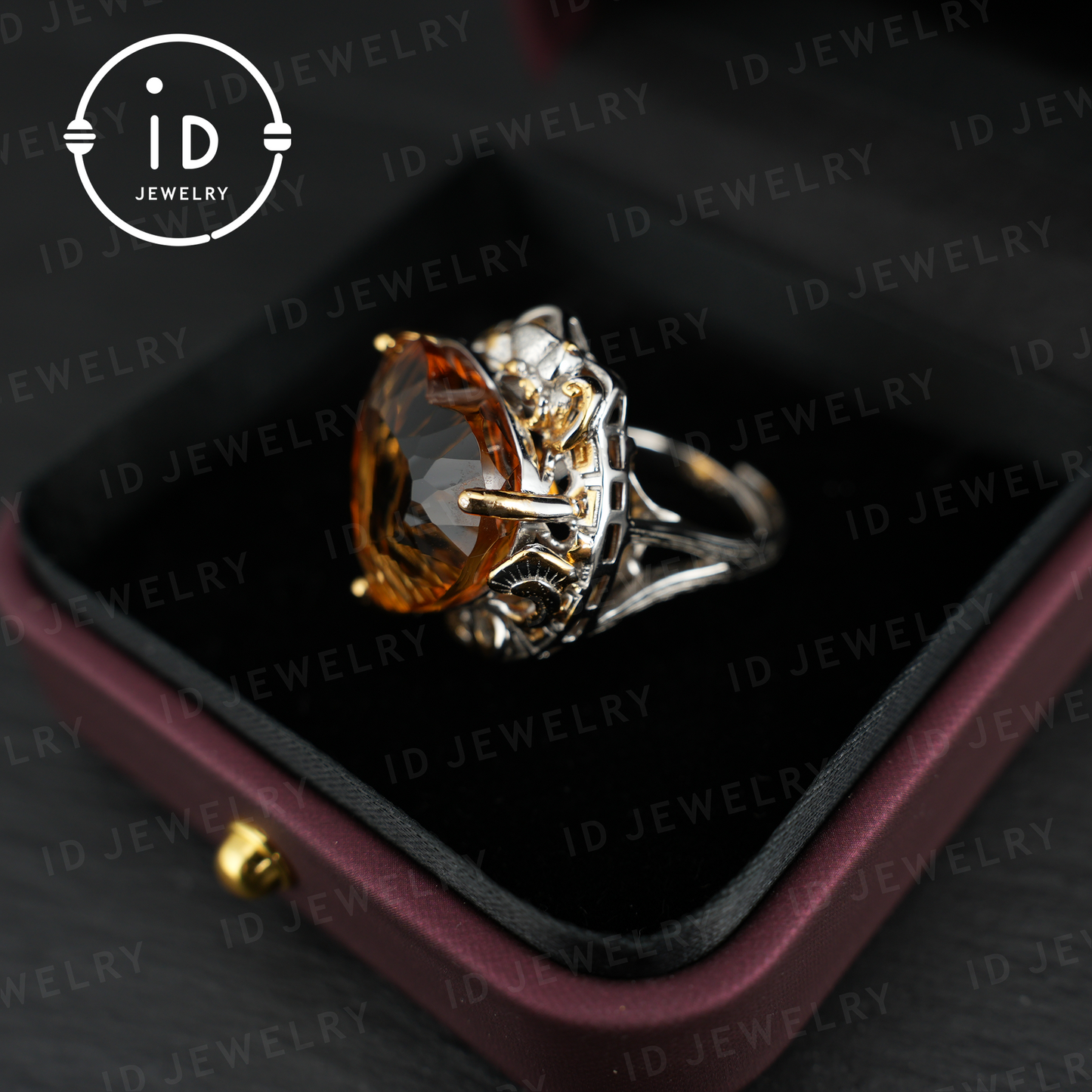 Herzförmiger gelber Citrinring | Vintage Statement Ring | Luxuriöser Edelsteinschmuck | Verlobungsring | Handgefertigtes Geschenk für Sie