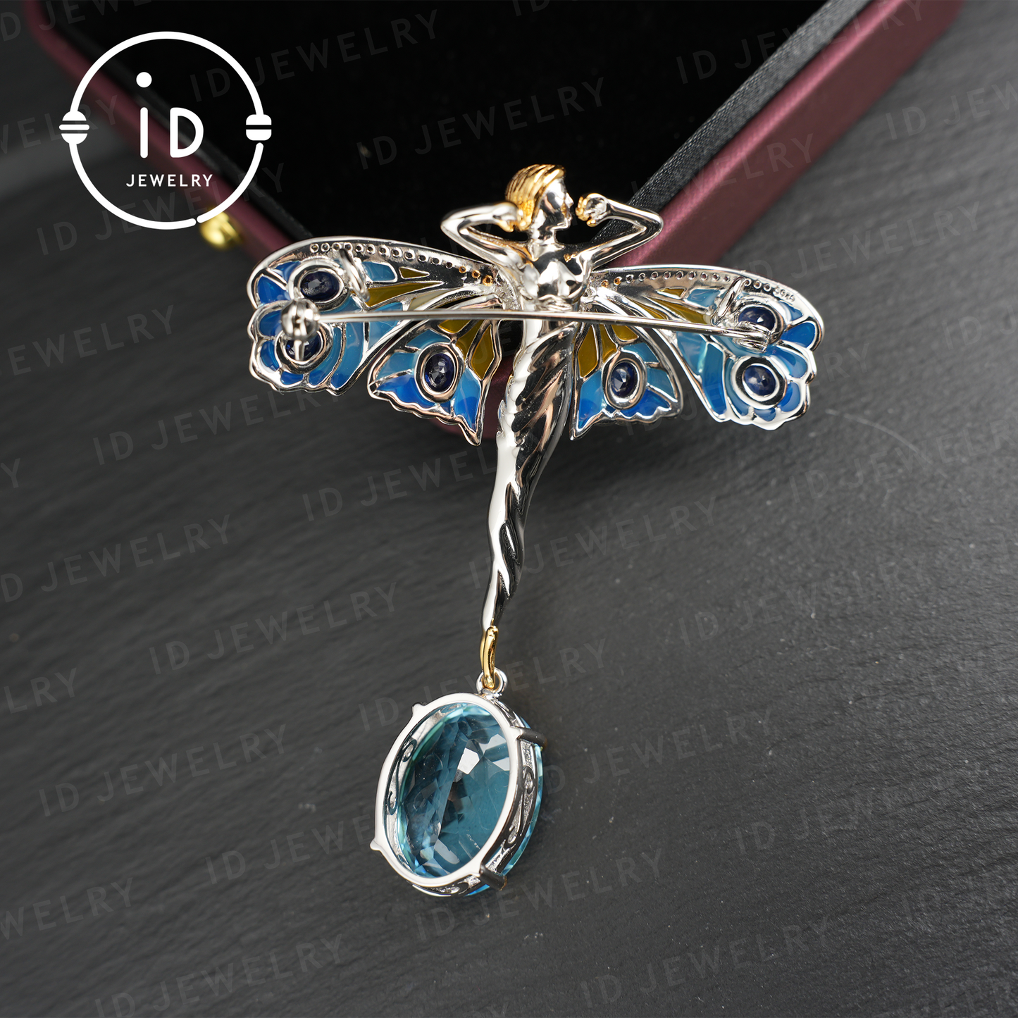 Zauberhafte Feenkette | Natürlicher Topas-Anhänger | Vergoldete Brosche | Handgefertigter Vintage-Schmuck | Einzigartiges Geschenk für Frauen
