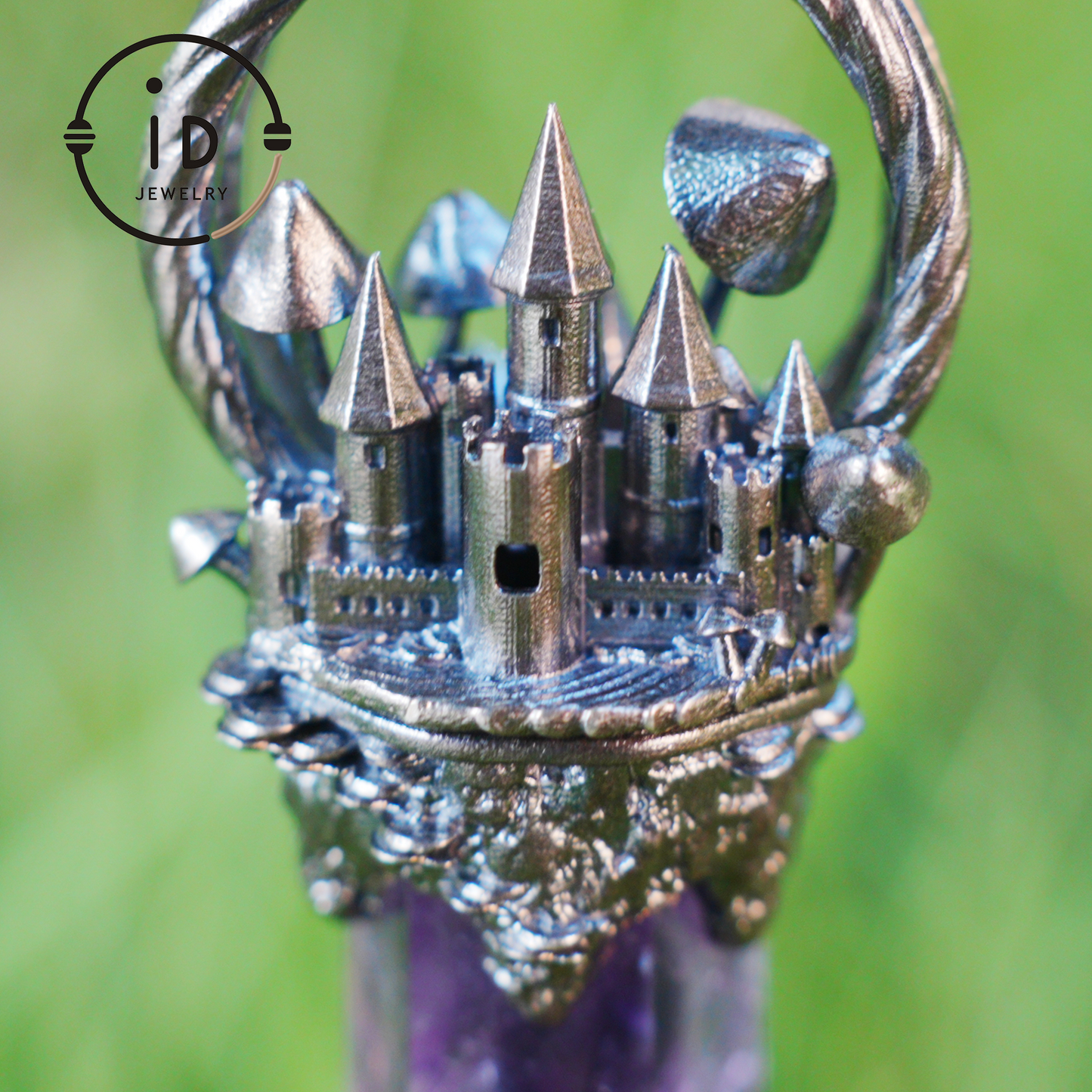 Handgefertigter Schlossanhänger, 925 Silber, Einzigartiger Fantasyschmuck, Magische Schlosskette, Perfektes Fantasygeschenk, Mystischer Schmuck