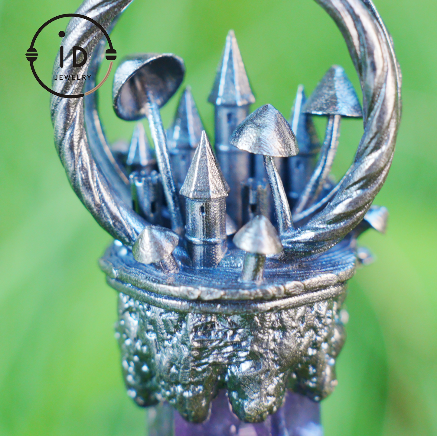 Handgefertigter Schlossanhänger, 925 Silber, Einzigartiger Fantasyschmuck, Magische Schlosskette, Perfektes Fantasygeschenk, Mystischer Schmuck