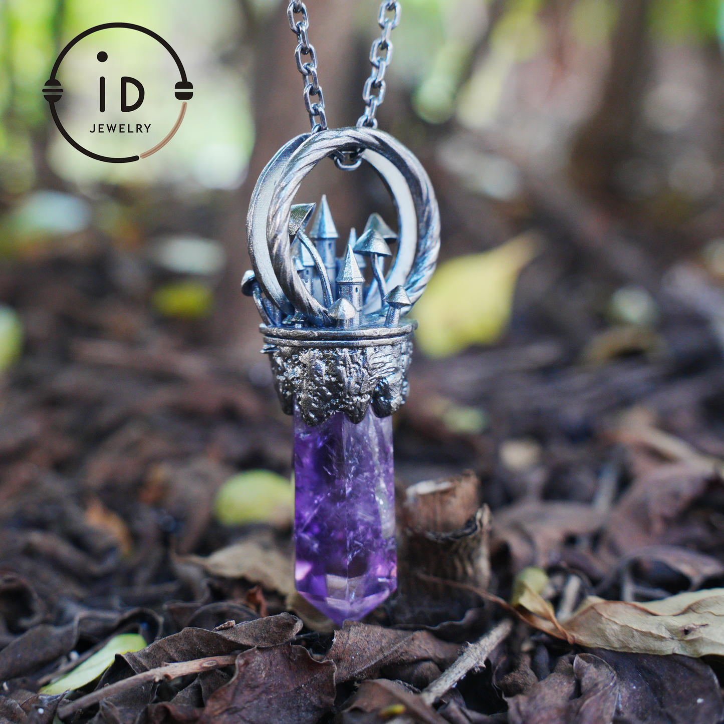 Handgefertigter Schlossanhänger, 925 Silber, Einzigartiger Fantasyschmuck, Magische Schlosskette, Perfektes Fantasygeschenk, Mystischer Schmuck