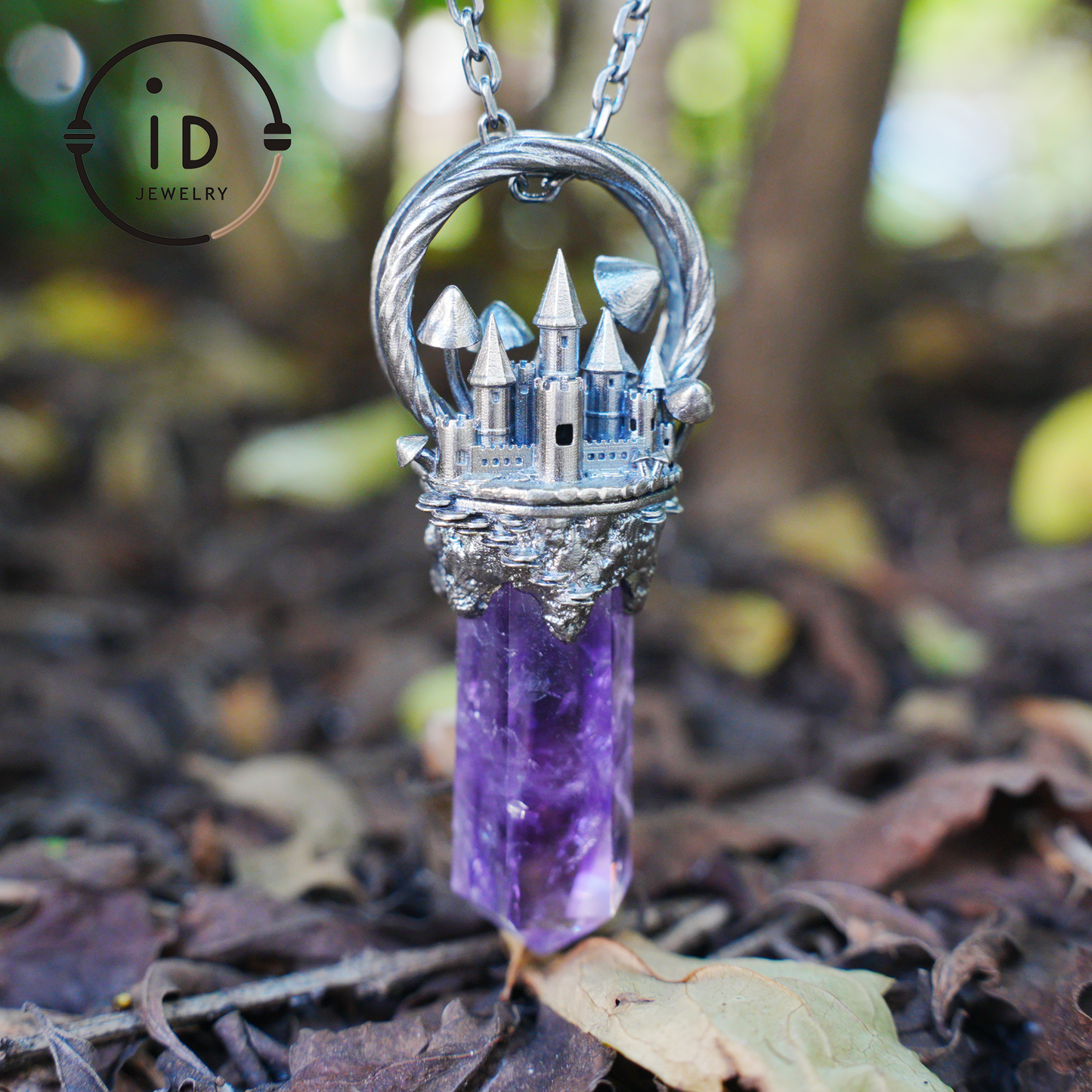 Handgefertigter Schlossanhänger, 925 Silber, Einzigartiger Fantasyschmuck, Magische Schlosskette, Perfektes Fantasygeschenk, Mystischer Schmuck