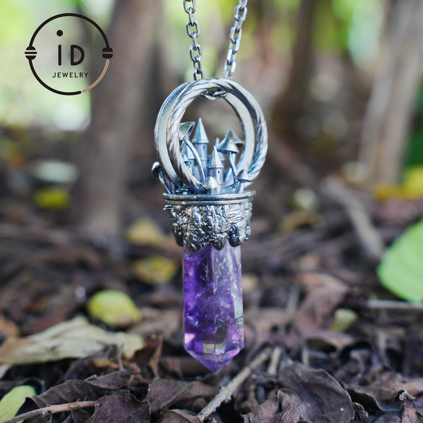 Handgefertigter Schlossanhänger, 925 Silber, Einzigartiger Fantasyschmuck, Magische Schlosskette, Perfektes Fantasygeschenk, Mystischer Schmuck