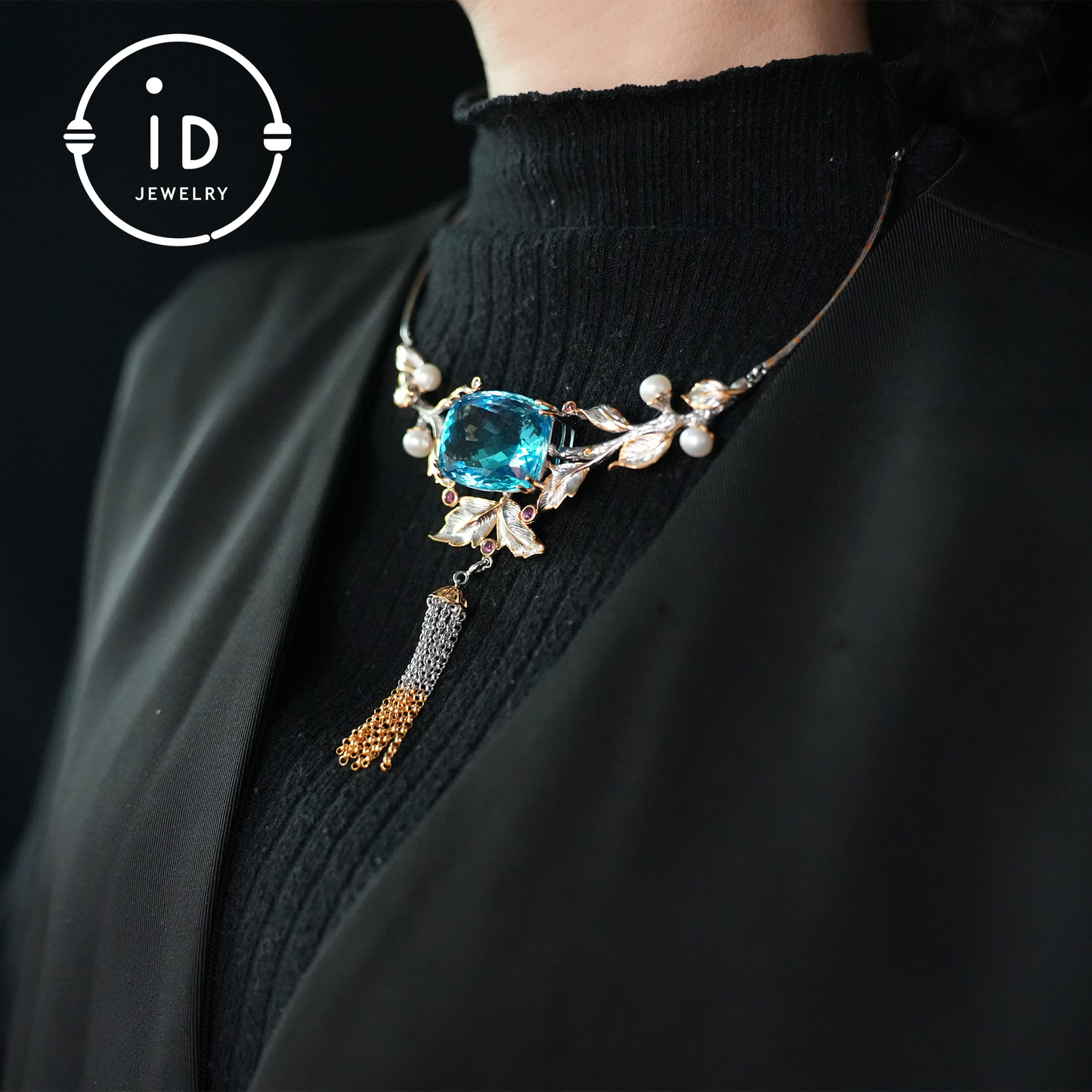 Luxuriöse Halskette mit natürlichem Topas | Handgefertigter Vintage-Schmuck | 925er Silber mit Vergoldung | Elegante Statement-Halskette für Damen | Perfektes Geschenk