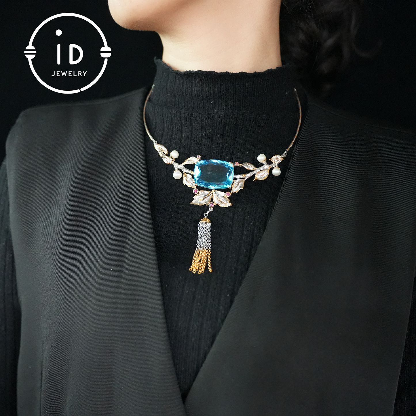 Luxuriöse Halskette mit natürlichem Topas | Handgefertigter Vintage-Schmuck | 925er Silber mit Vergoldung | Elegante Statement-Halskette für Damen | Perfektes Geschenk