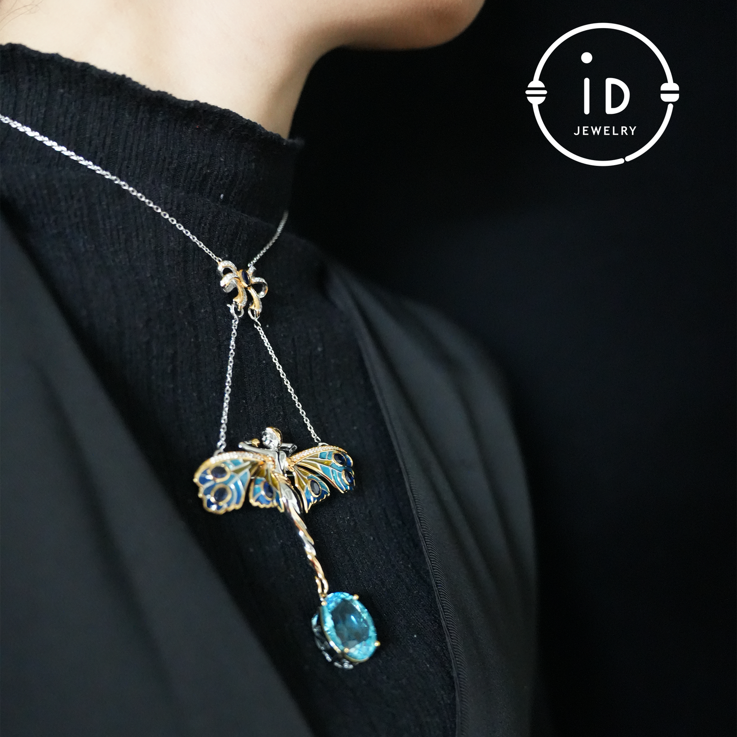 Zauberhafte Feenkette | Natürlicher Topas-Anhänger | Vergoldete Brosche | Handgefertigter Vintage-Schmuck | Einzigartiges Geschenk für Frauen