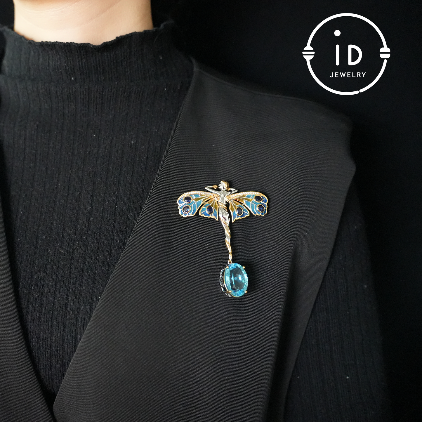 Zauberhafte Feenkette | Natürlicher Topas-Anhänger | Vergoldete Brosche | Handgefertigter Vintage-Schmuck | Einzigartiges Geschenk für Frauen