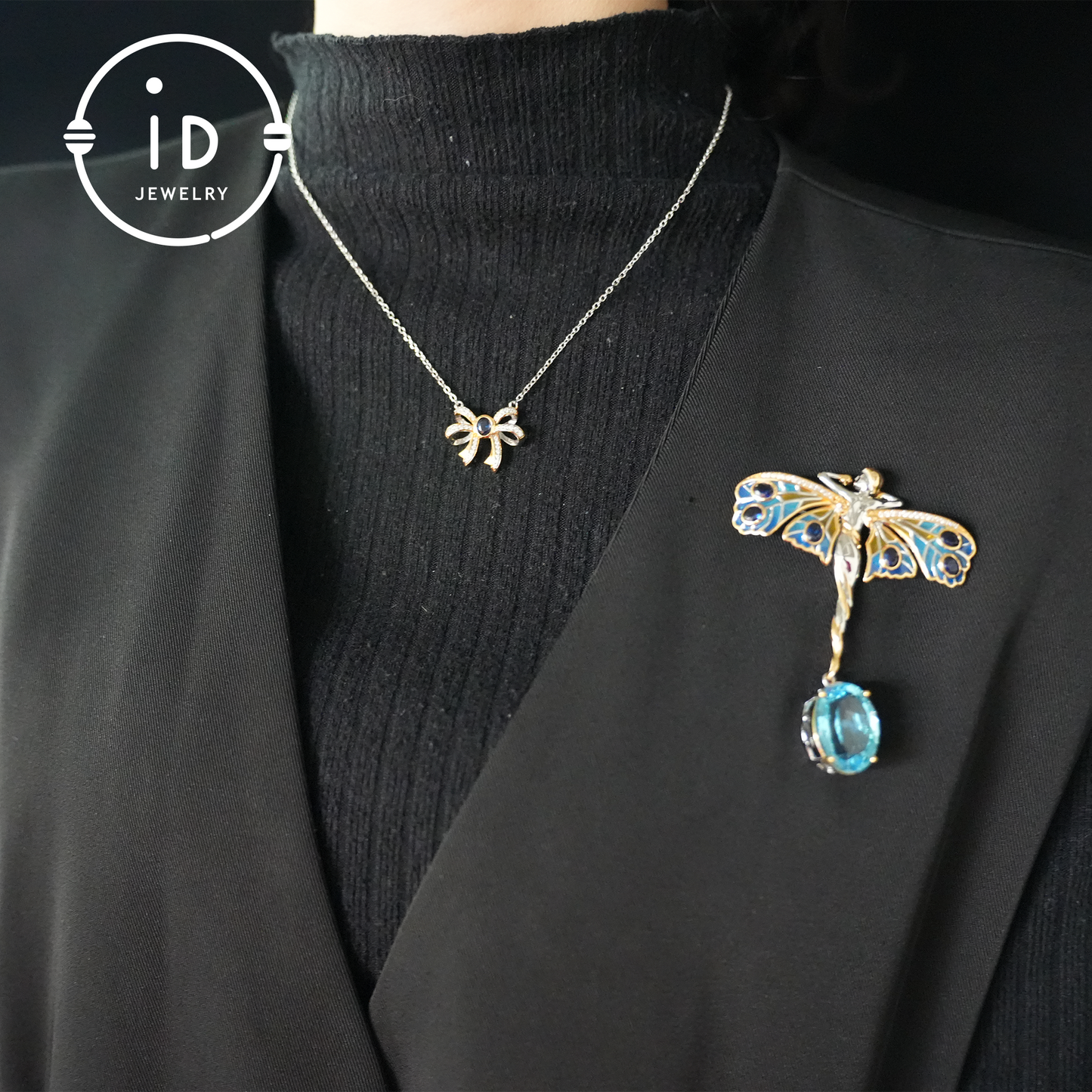 Zauberhafte Feenkette | Natürlicher Topas-Anhänger | Vergoldete Brosche | Handgefertigter Vintage-Schmuck | Einzigartiges Geschenk für Frauen