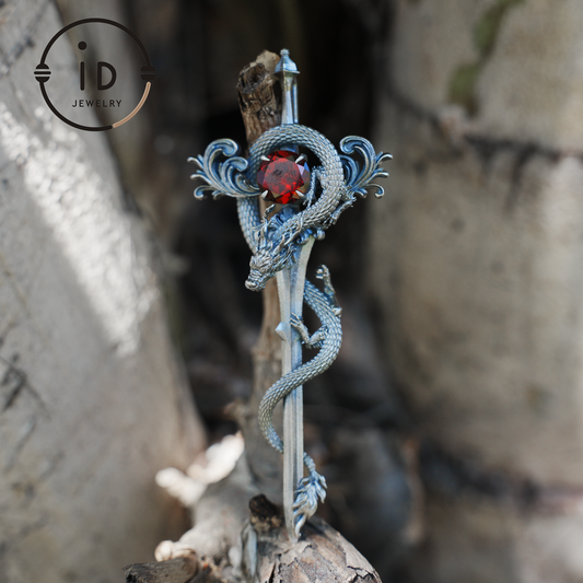 925 Silver Dragon Pendant Necklace|Medieval Fantasy Jewelry|Gothic Dragon Style|Spiritual Power Symbol
