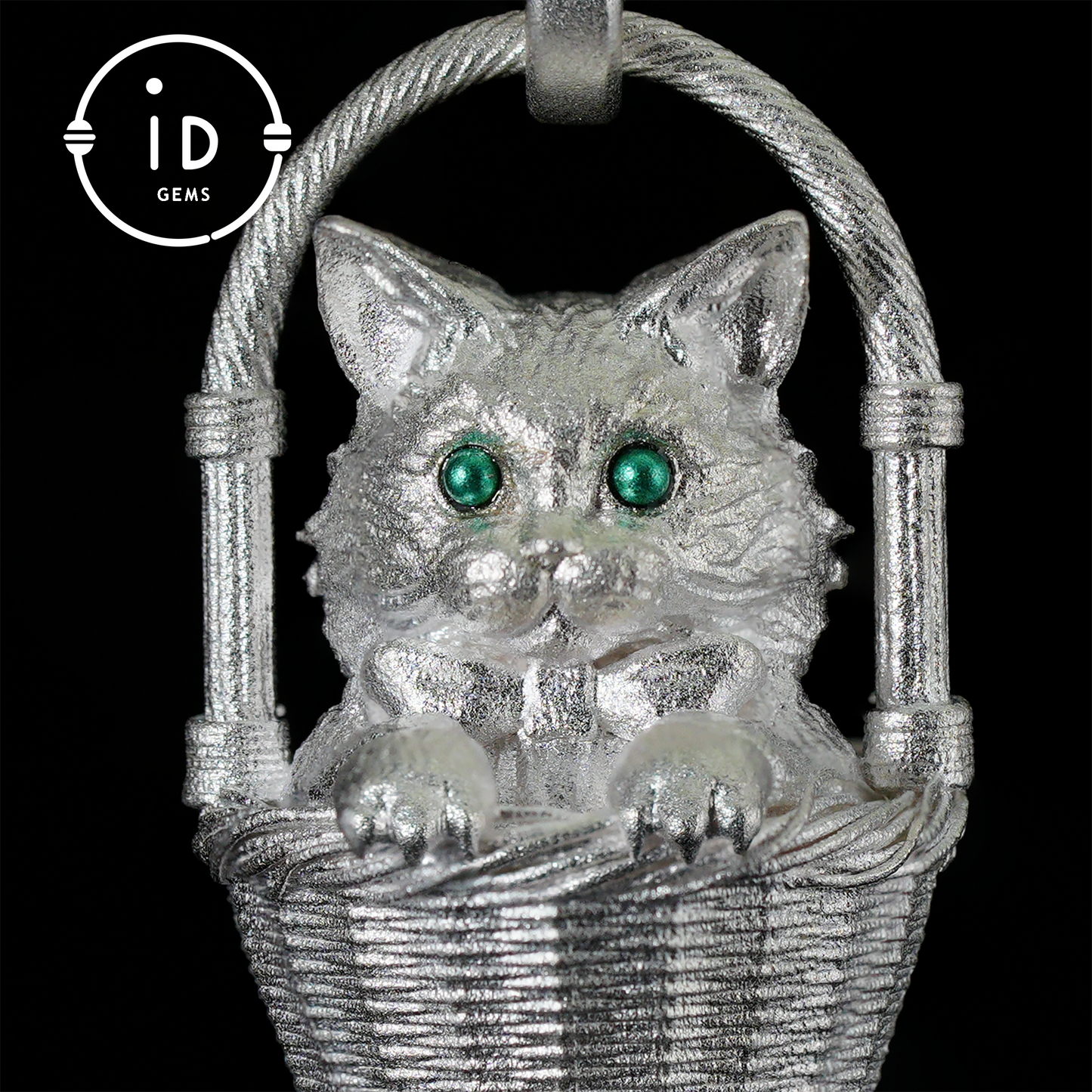 Handcrafted 925 Silver Kitten Pendant Necklace | Green-Eyed Cat Guardian | Lucky & Comfort Talisman Jewelry | Gift for Cat Lovers