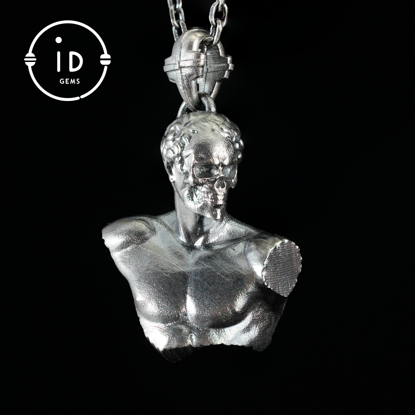 Heroic Courage Pendant - Silver Necklace with Green Zircon, Handcrafted Mythological Design, Strength & Resilience Symbol