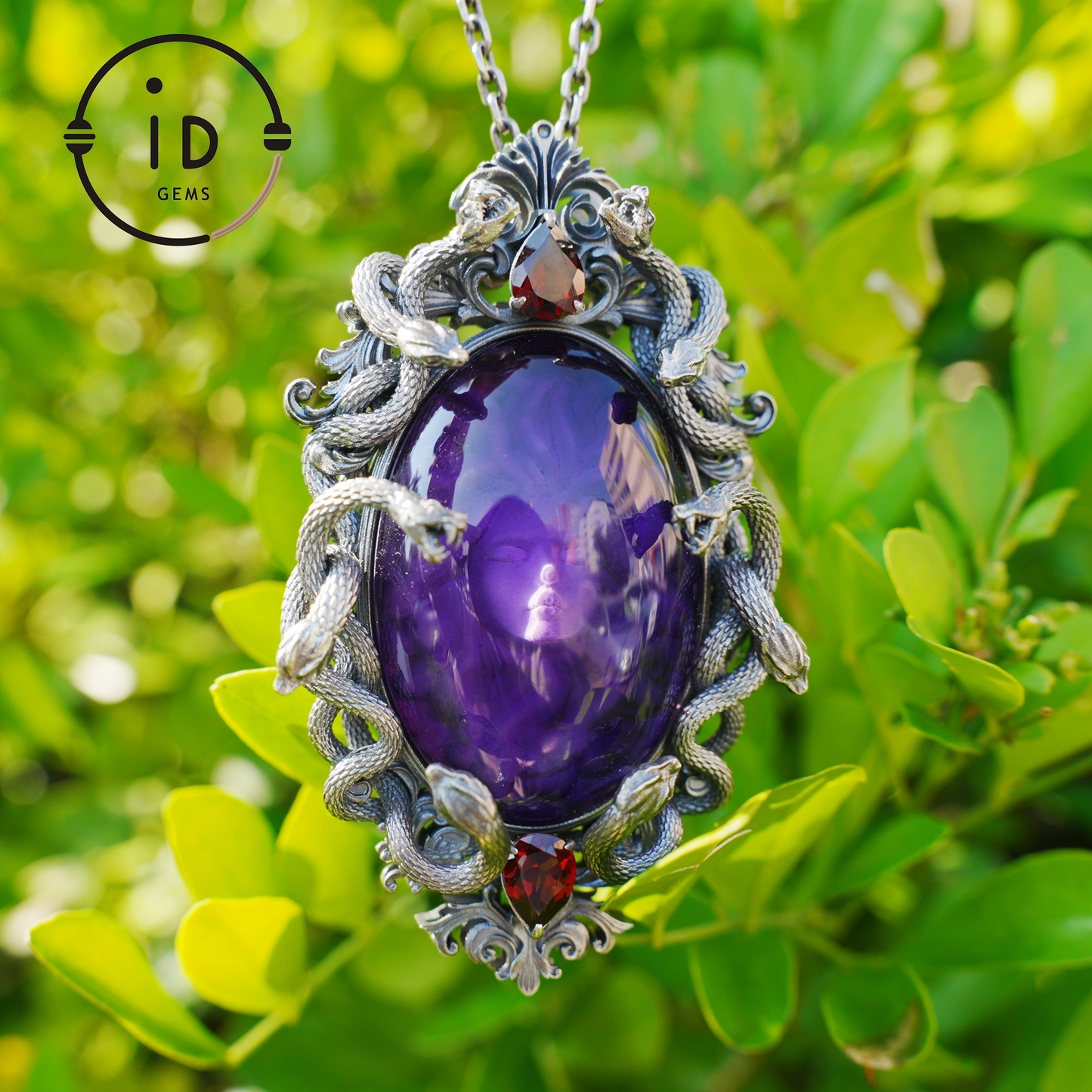 Hand-Carved Medusa Amethyst Pendant | Raised Serpent Frame in 925 Sterling Silver | Gothic Talisman for Powerful Self-Empowerment