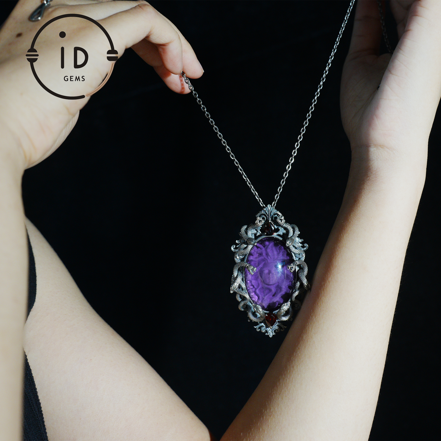 Hand-Carved Medusa Amethyst Pendant | Raised Serpent Frame in 925 Sterling Silver | Gothic Talisman for Powerful Self-Empowerment