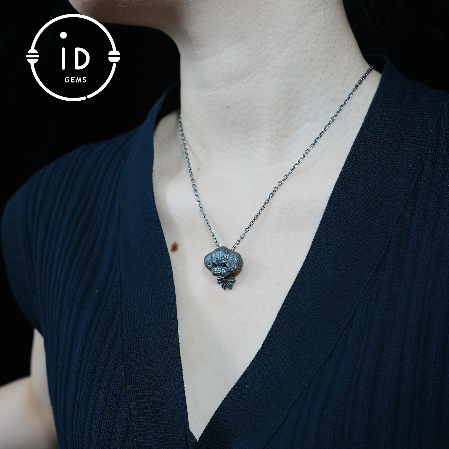 Guardian Dog Pendant, Black Onyx Emotional Amulet, Handmade Fantasy Jewelry, Night Spirit Totem, Storytelling Animal Charm