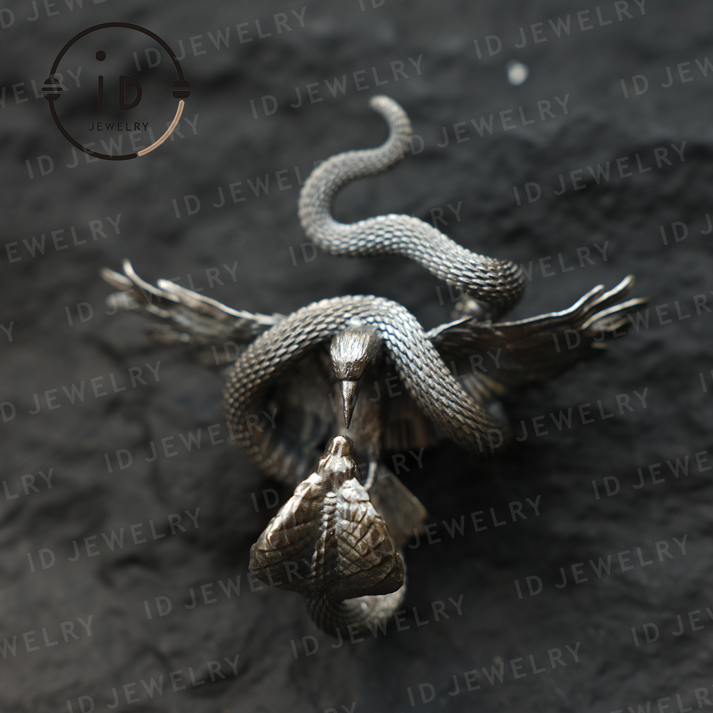 Cobra Vogel Anhänger Brosche, Handgemachter Gothic Fantasy Schmuck, Mythische Tier Battle Art Halskette