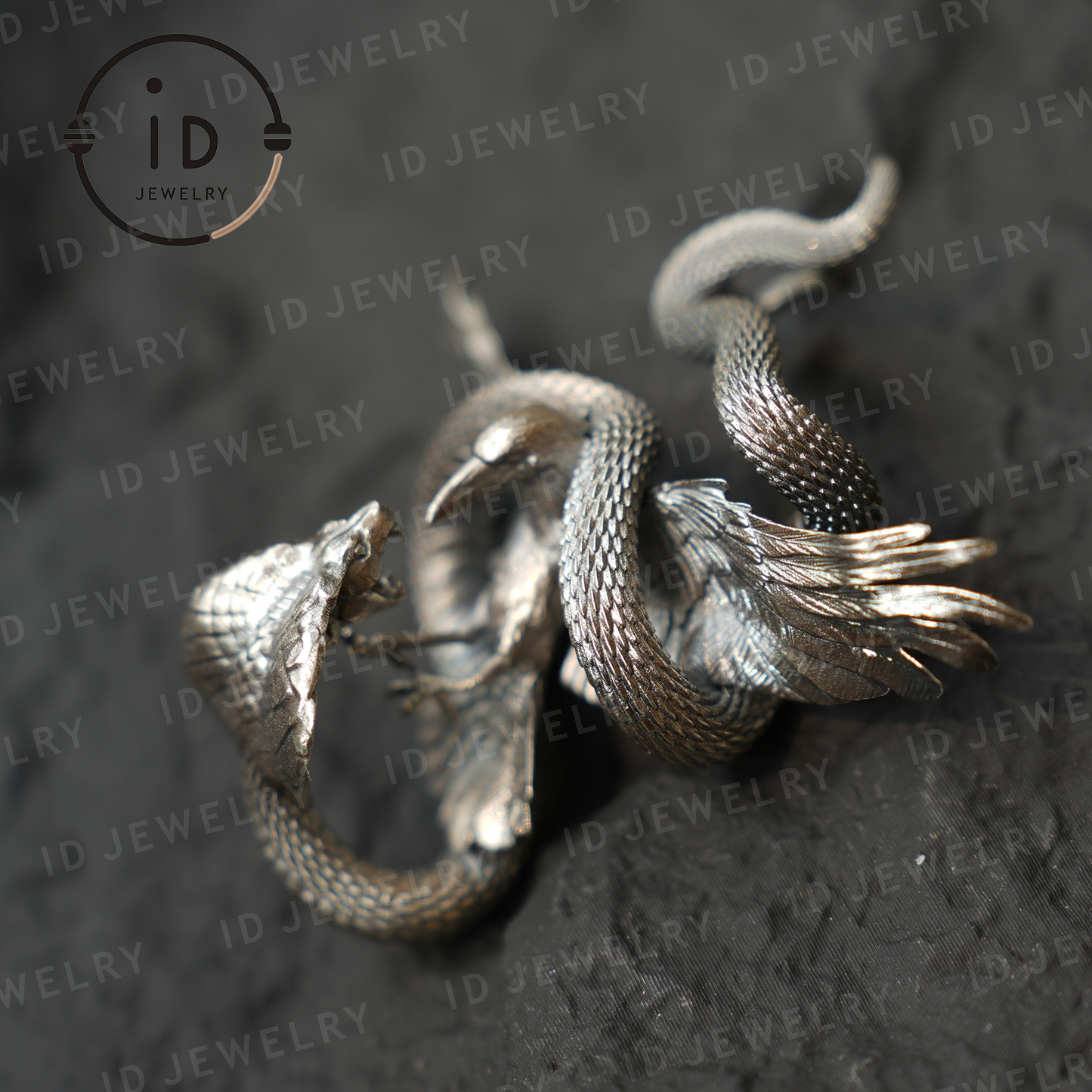 Cobra Vogel Anhänger Brosche, Handgemachter Gothic Fantasy Schmuck, Mythische Tier Battle Art Halskette