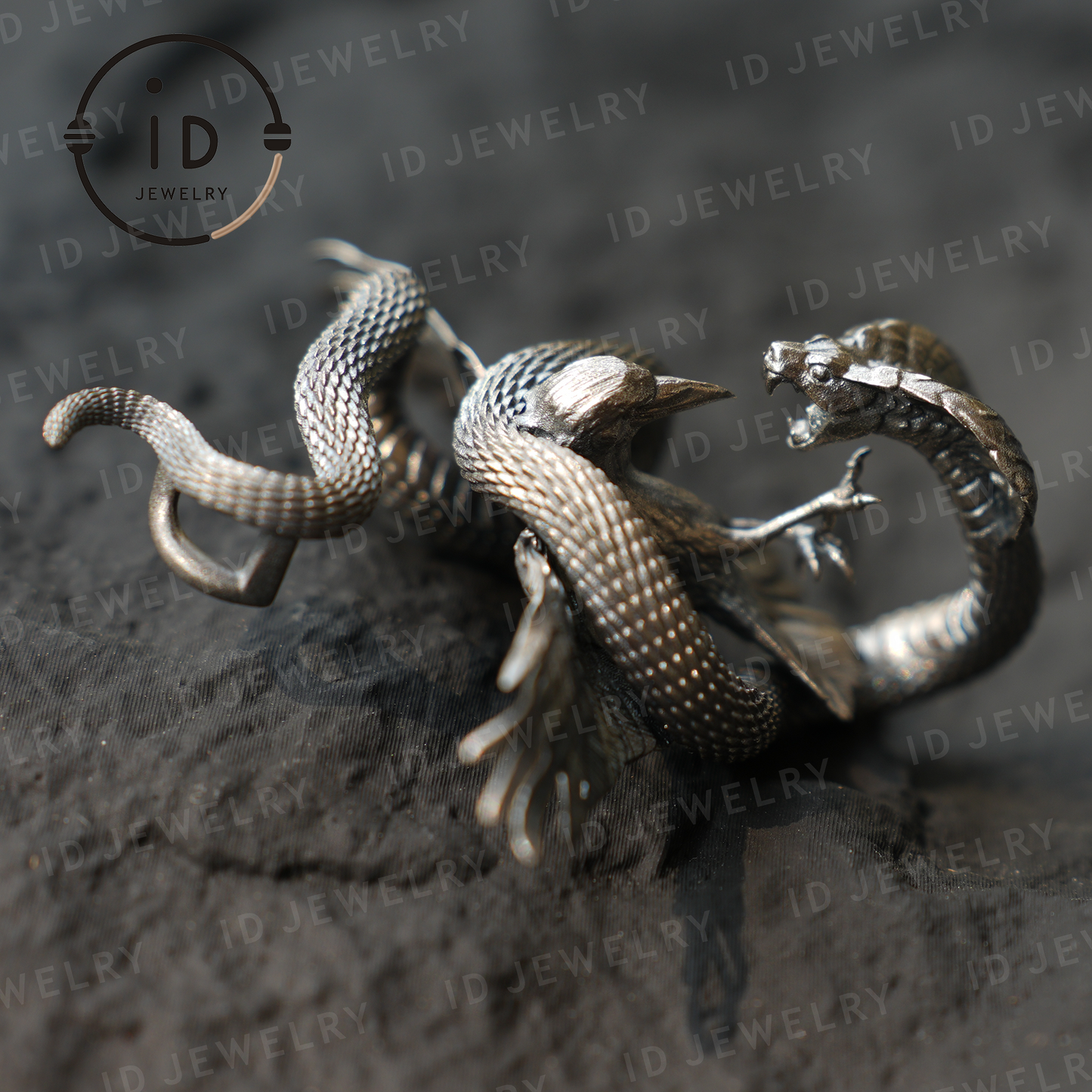 Cobra Vogel Anhänger Brosche, Handgemachter Gothic Fantasy Schmuck, Mythische Tier Battle Art Halskette