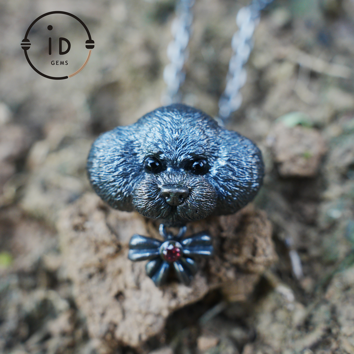 Guardian Dog Pendant, Black Onyx Emotional Amulet, Handmade Fantasy Jewelry, Night Spirit Totem, Storytelling Animal Charm