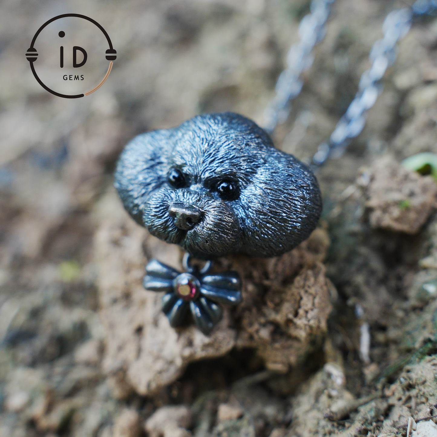 Guardian Dog Pendant, Black Onyx Emotional Amulet, Handmade Fantasy Jewelry, Night Spirit Totem, Storytelling Animal Charm