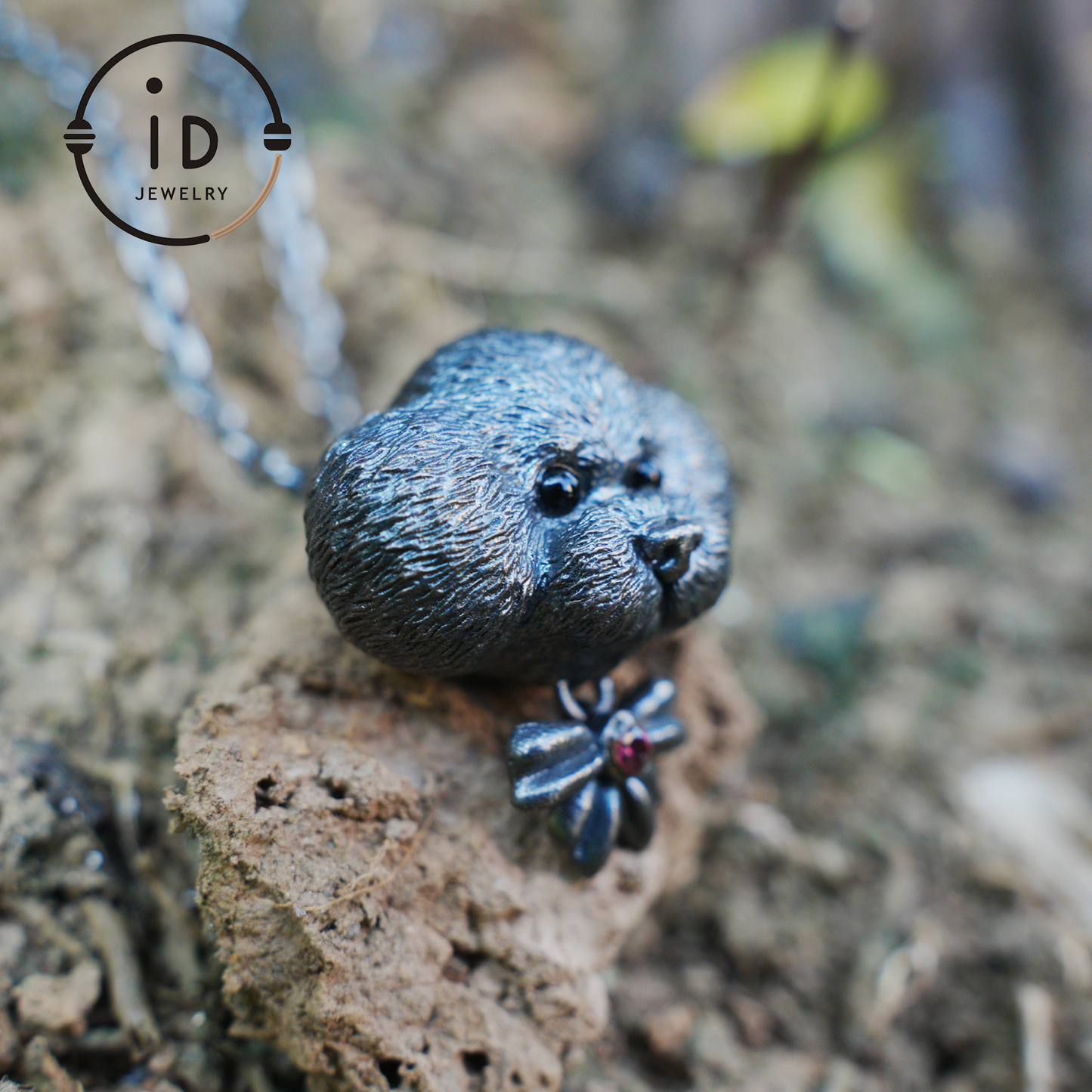 Guardian Dog Pendant, Black Onyx Emotional Amulet, Handmade Fantasy Jewelry, Night Spirit Totem, Storytelling Animal Charm