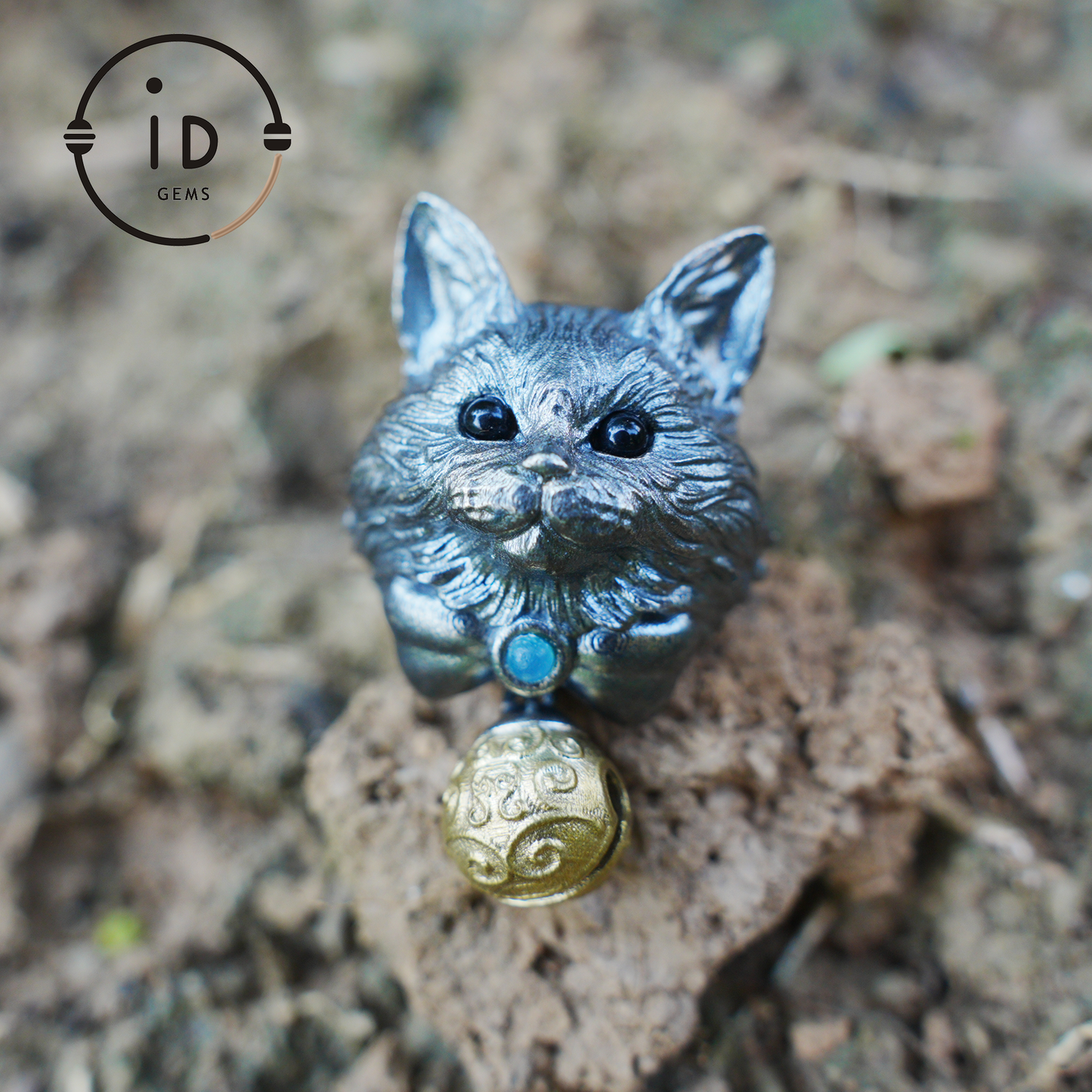 Mystic Cat Pendant with Bell, Emotional Protection Talisman, Handcrafted Animal Jewelry, Fantasy Totem Gift for Empaths and Dreamers