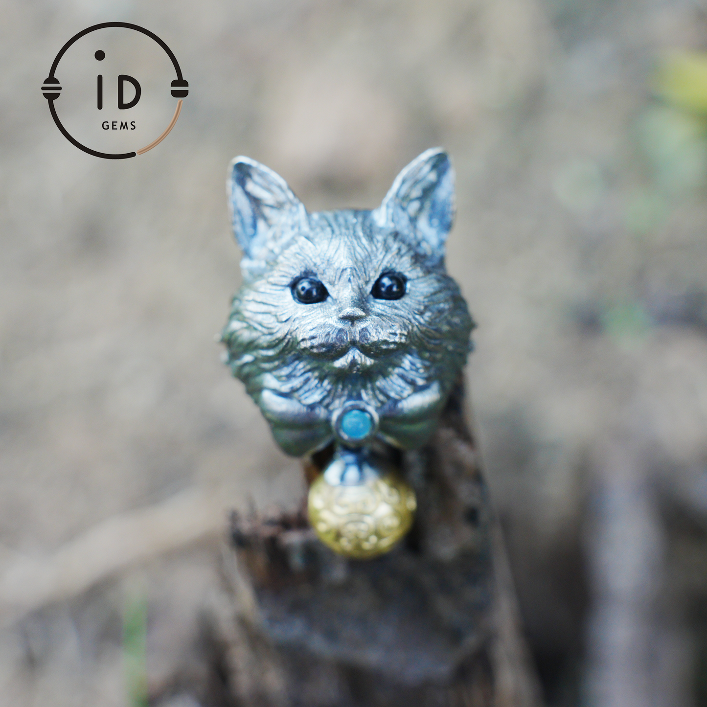 Mystic Cat Pendant with Bell, Emotional Protection Talisman, Handcrafted Animal Jewelry, Fantasy Totem Gift for Empaths and Dreamers
