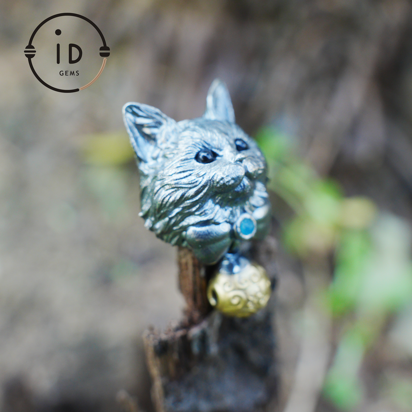 Mystic Cat Pendant with Bell, Emotional Protection Talisman, Handcrafted Animal Jewelry, Fantasy Totem Gift for Empaths and Dreamers