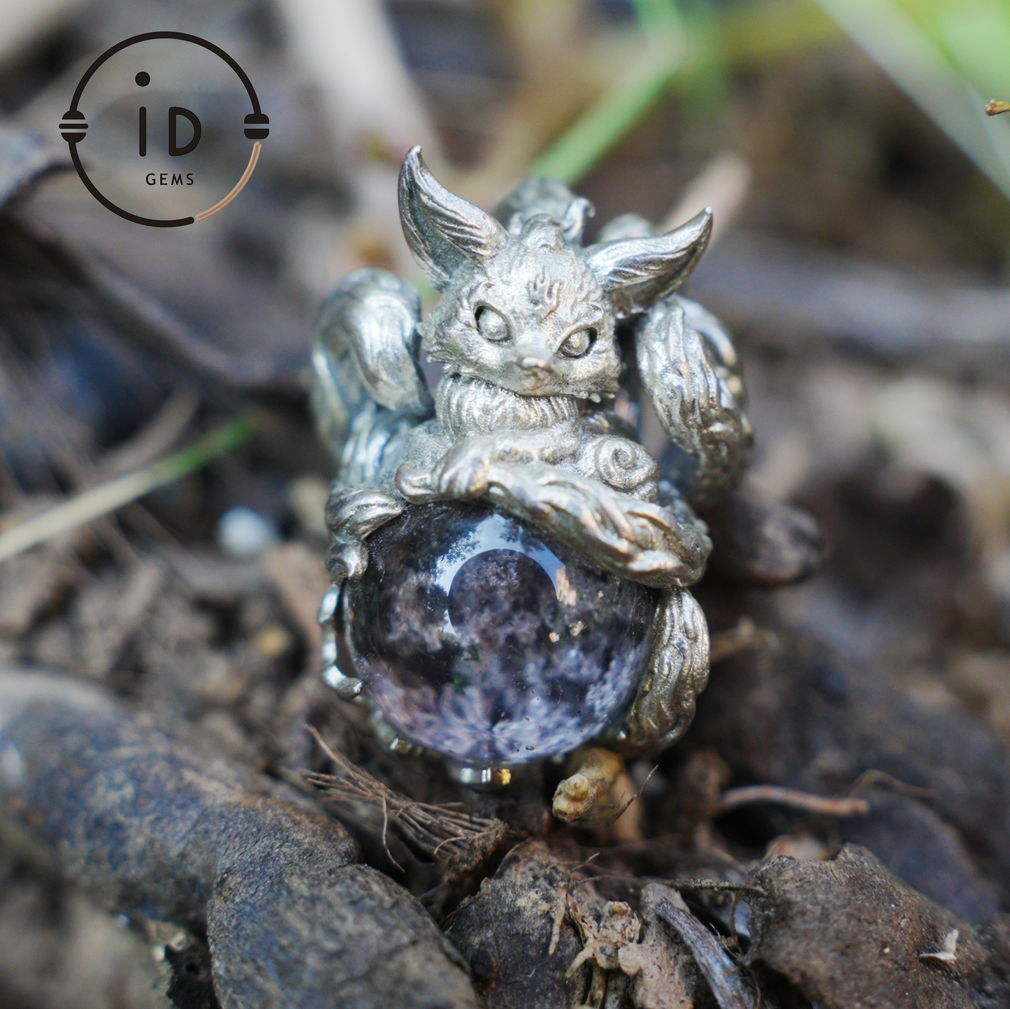 Mystic Fox Pendant with Phantom Quartz, Handmade Protective Amulet, Fantasy Animal Jewelry, Enchanted Spirit Totem Necklace