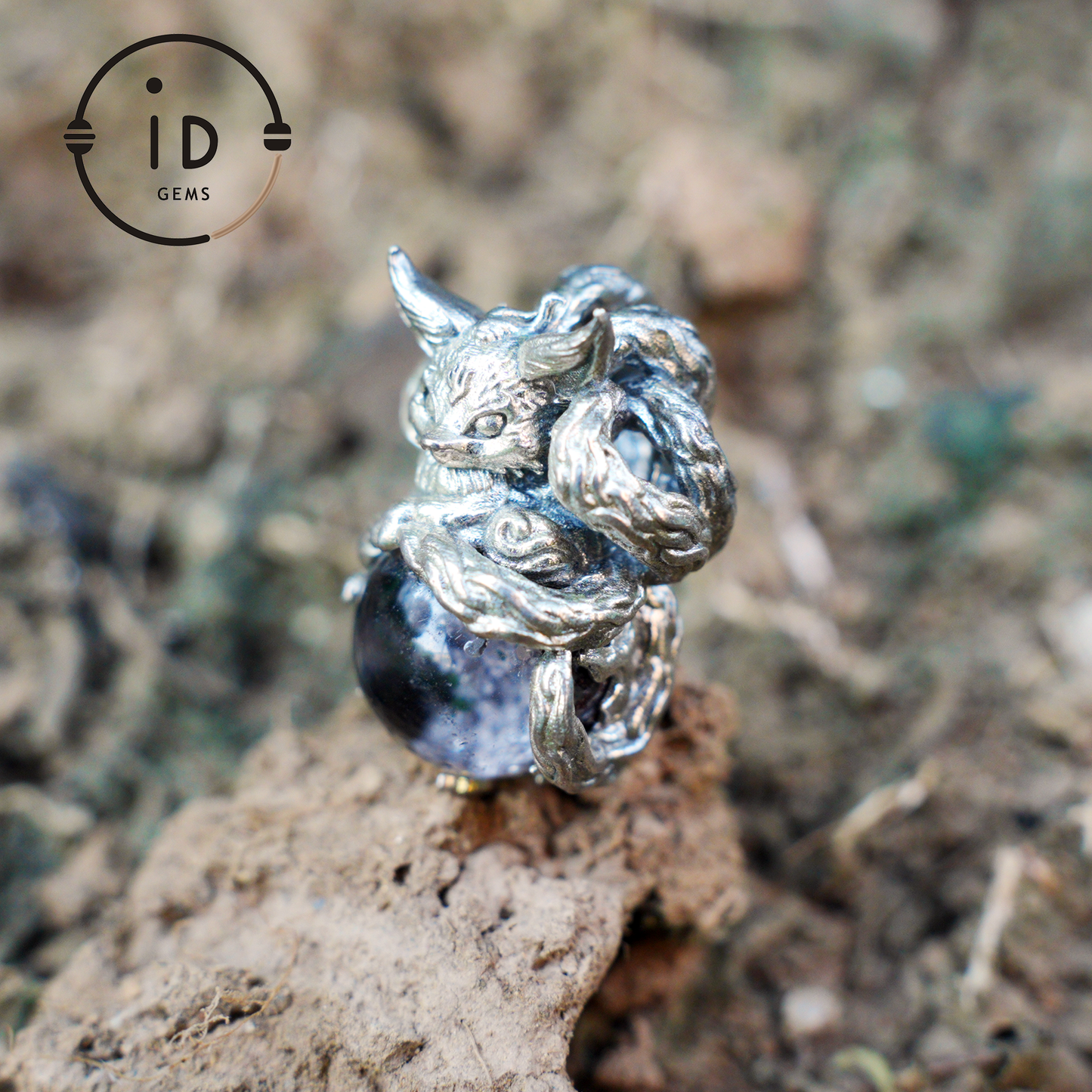 Mystic Fox Pendant with Phantom Quartz, Handmade Protective Amulet, Fantasy Animal Jewelry, Enchanted Spirit Totem Necklace