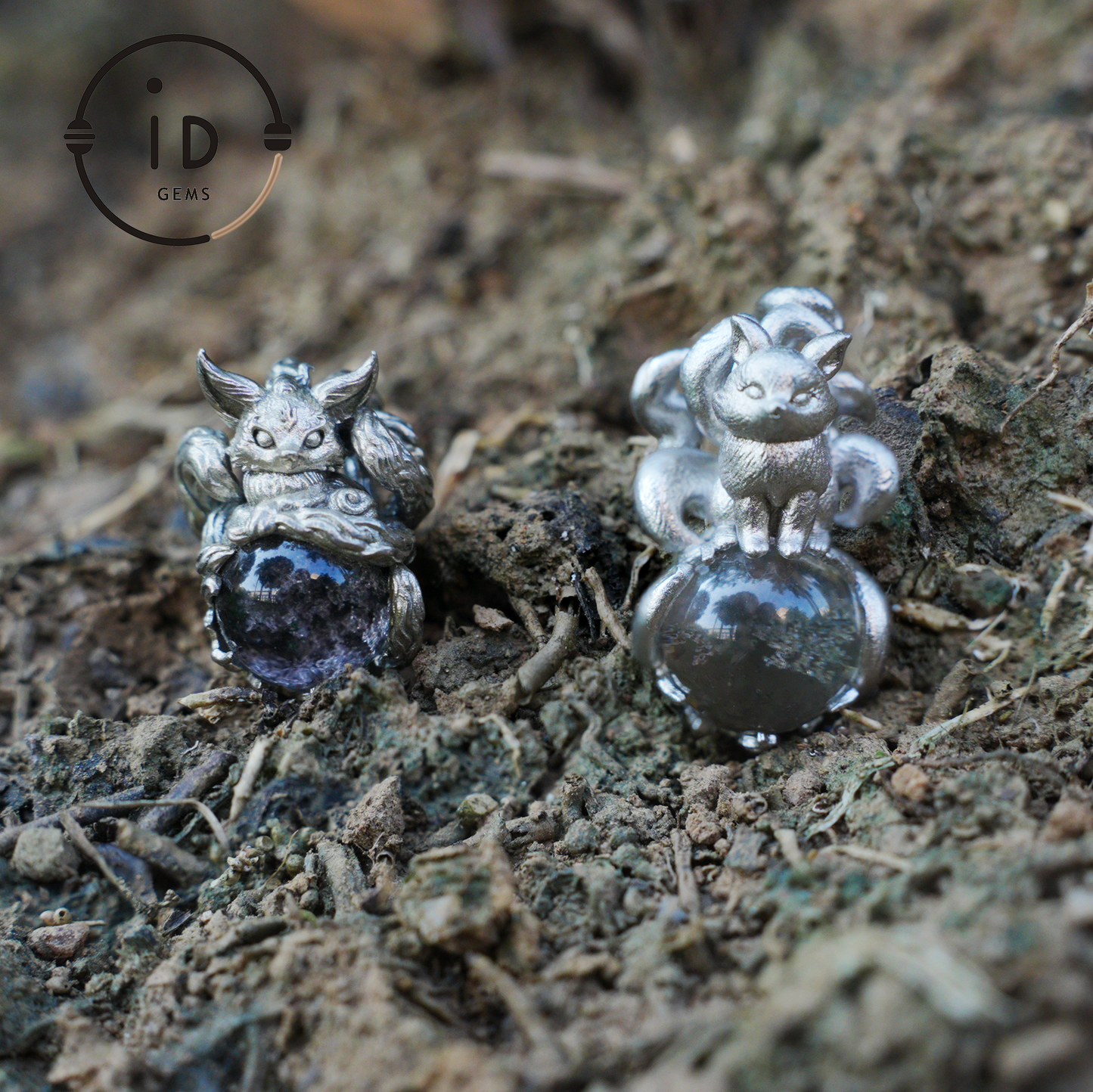 Mystic Fox Pendant with Phantom Quartz, Handmade Protective Amulet, Fantasy Animal Jewelry, Enchanted Spirit Totem Necklace