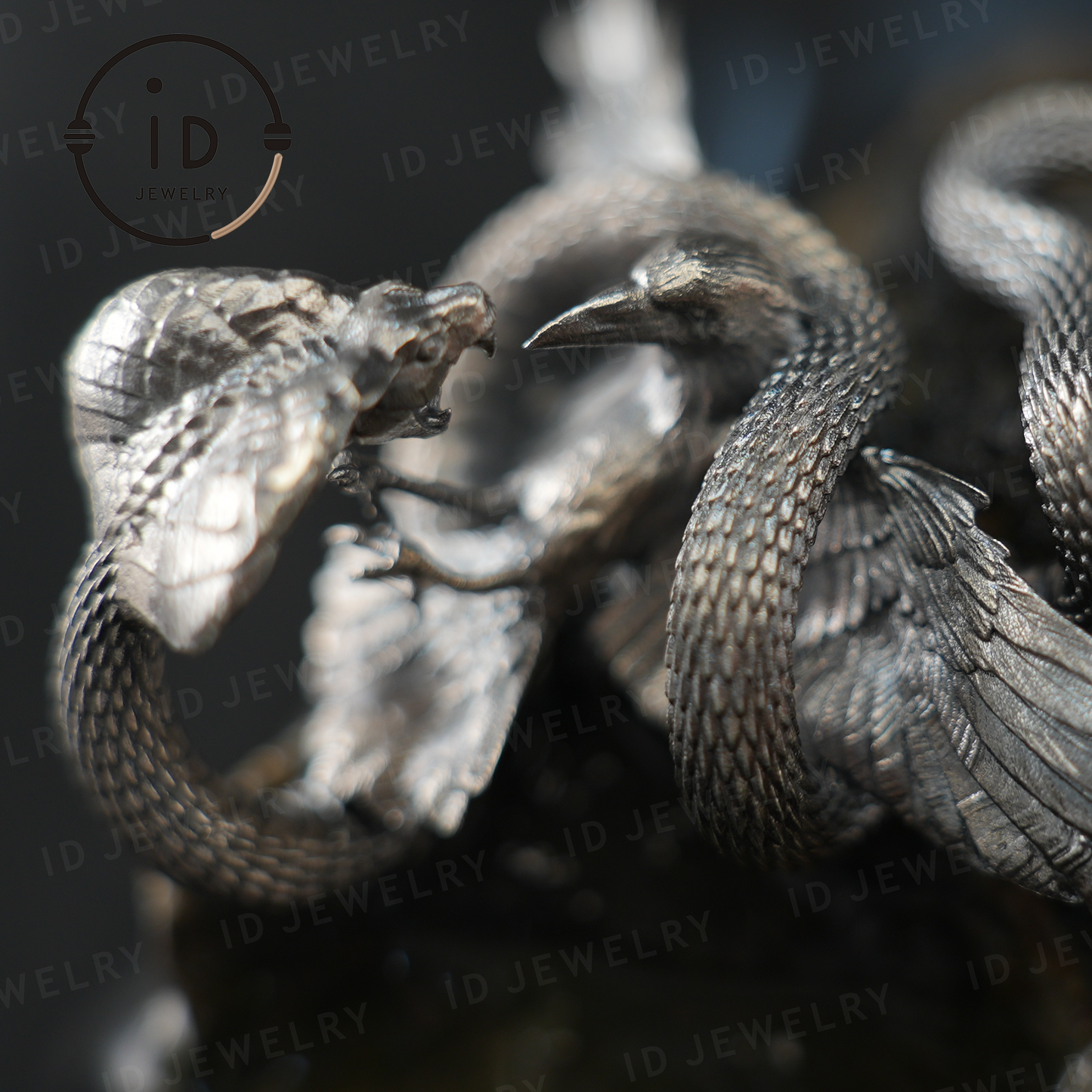 Cobra Vogel Anhänger Brosche, Handgemachter Gothic Fantasy Schmuck, Mythische Tier Battle Art Halskette