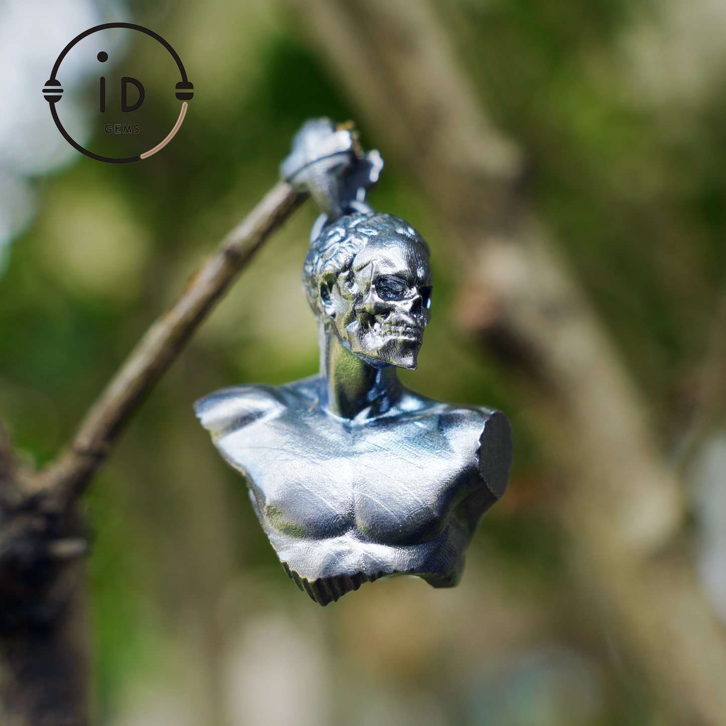 Heroic Courage Pendant - Silver Necklace with Green Zircon, Handcrafted Mythological Design, Strength & Resilience Symbol