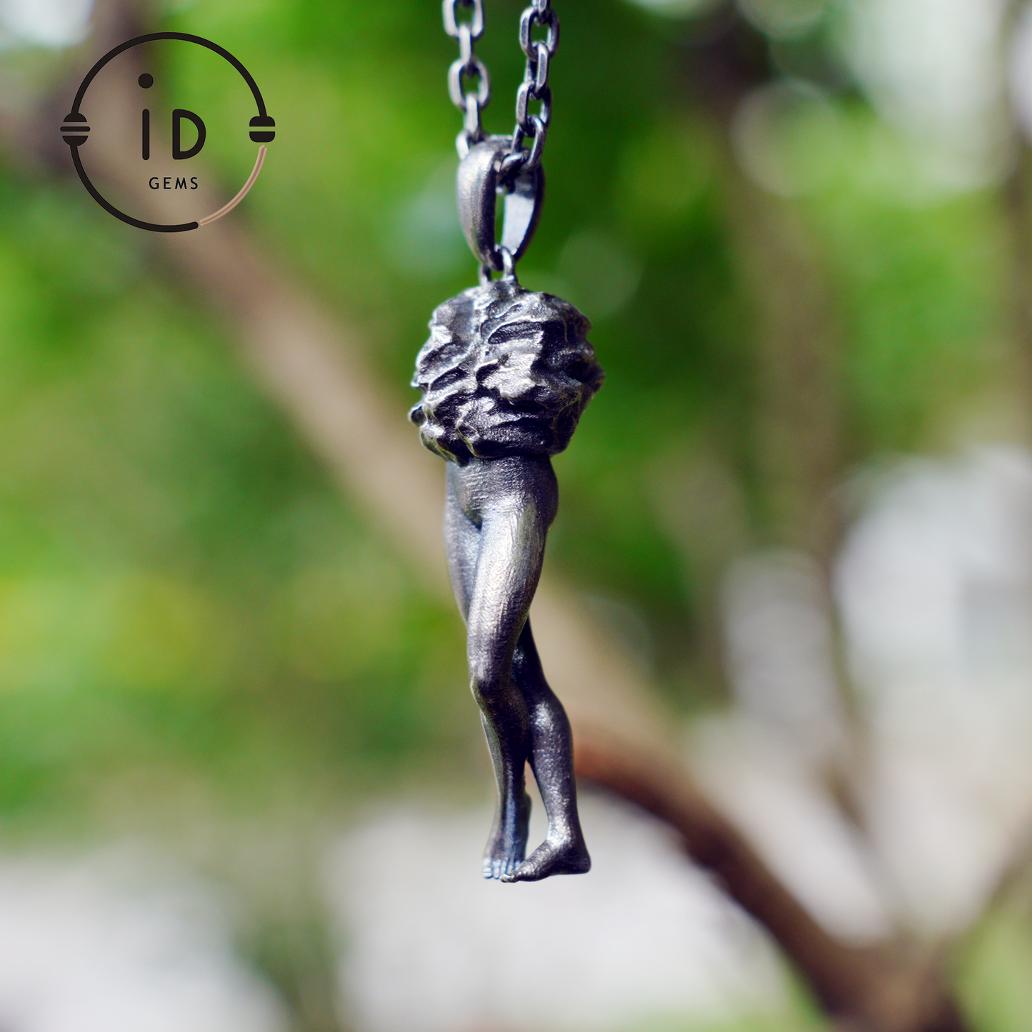 Art Sculpture Pendant Amulet, Handmade Totem Jewelry with Feminine Form and Stone Texture, Symbolic Awakening Necklace, Myth Inspired