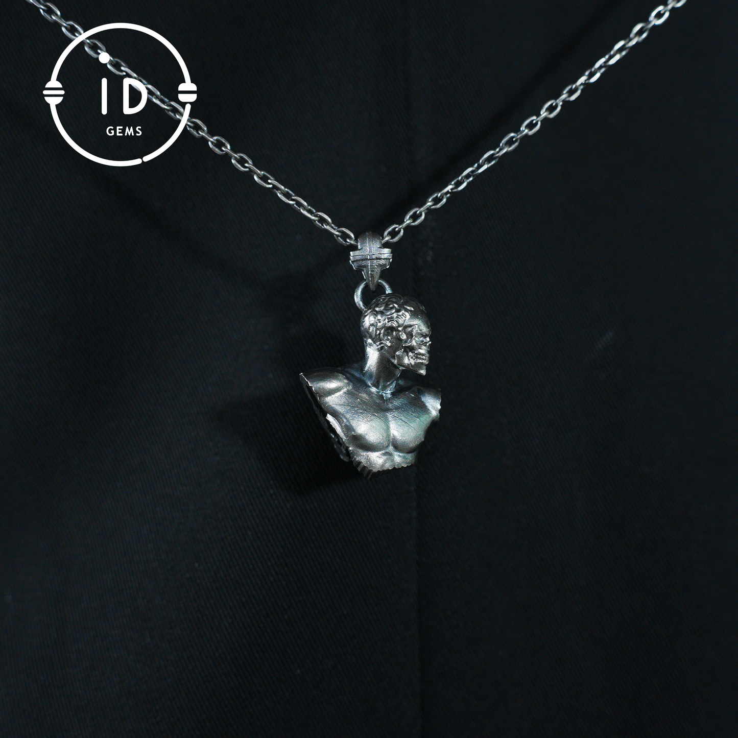 Heroic Courage Pendant - Silver Necklace with Green Zircon, Handcrafted Mythological Design, Strength & Resilience Symbol