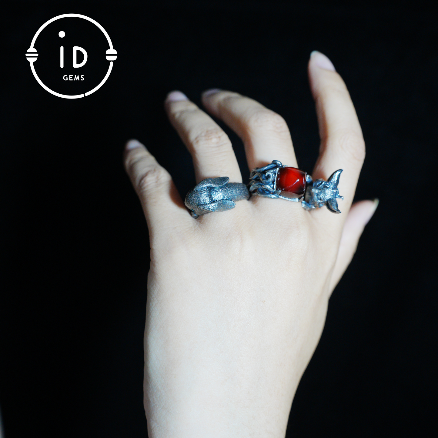 Fuchsring Granat Schutz Talisman | Fantasy Tierschmuck | Handgefertigter Naturgeistring | Waldamulett für inneres Verlangen